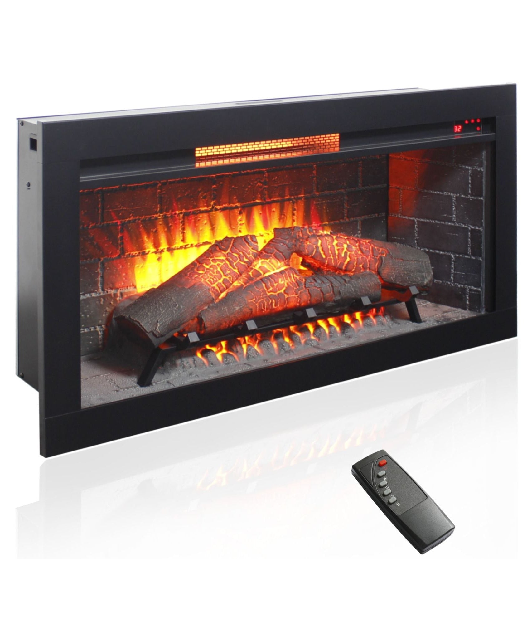 Nuvia 36-Inch Electric Antique Black Touch Panel Infrared Fireplace Insert With Removable Trim Kit (SAK84610)