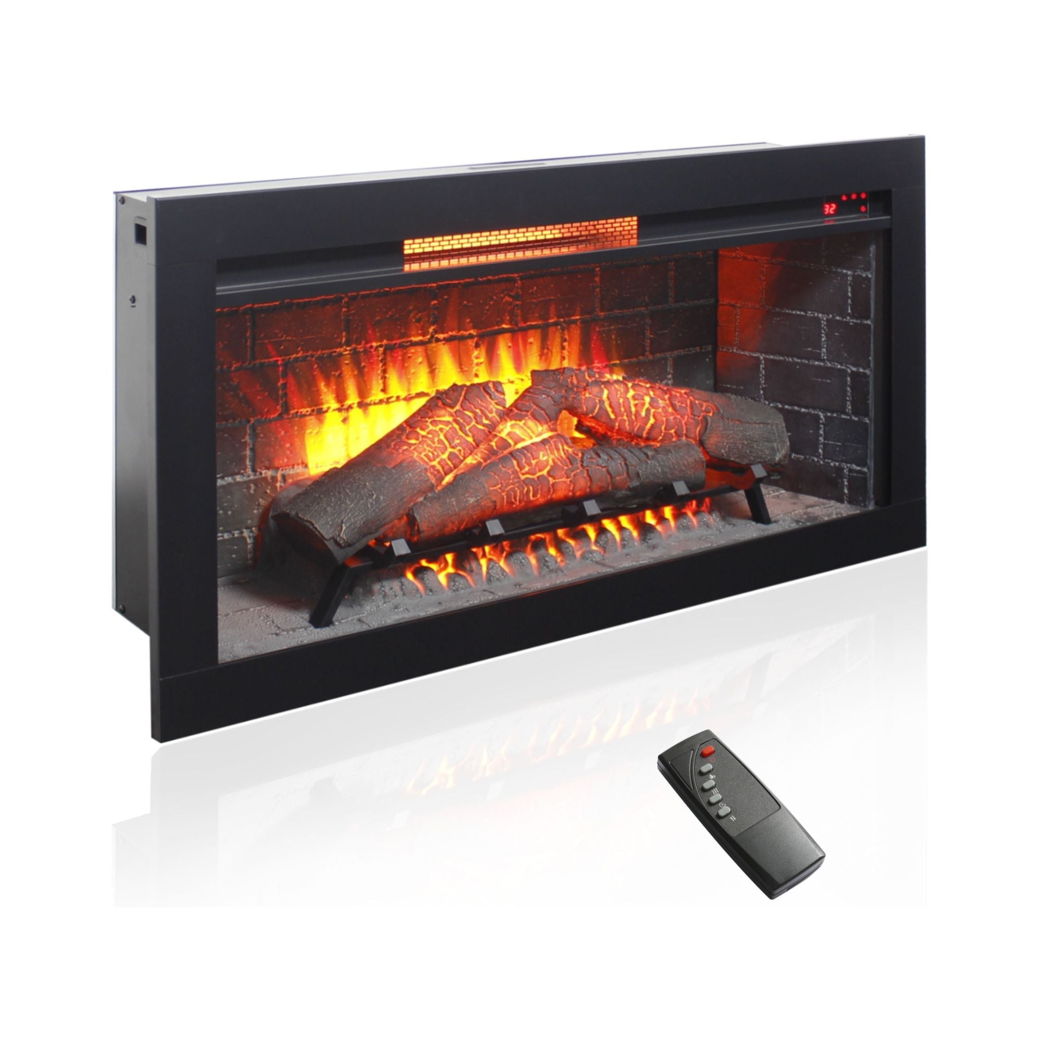 Nuvia 36-Inch Electric Antique Black Touch Panel Infrared Fireplace Insert With Removable Trim Kit (SAK84610)