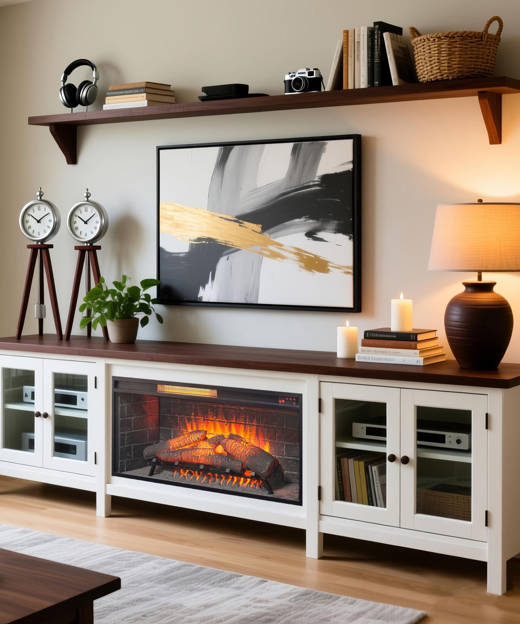 Nuvia 36-Inch Electric Antique Black Touch Panel Infrared Fireplace Insert With Removable Trim Kit (SAK84610)