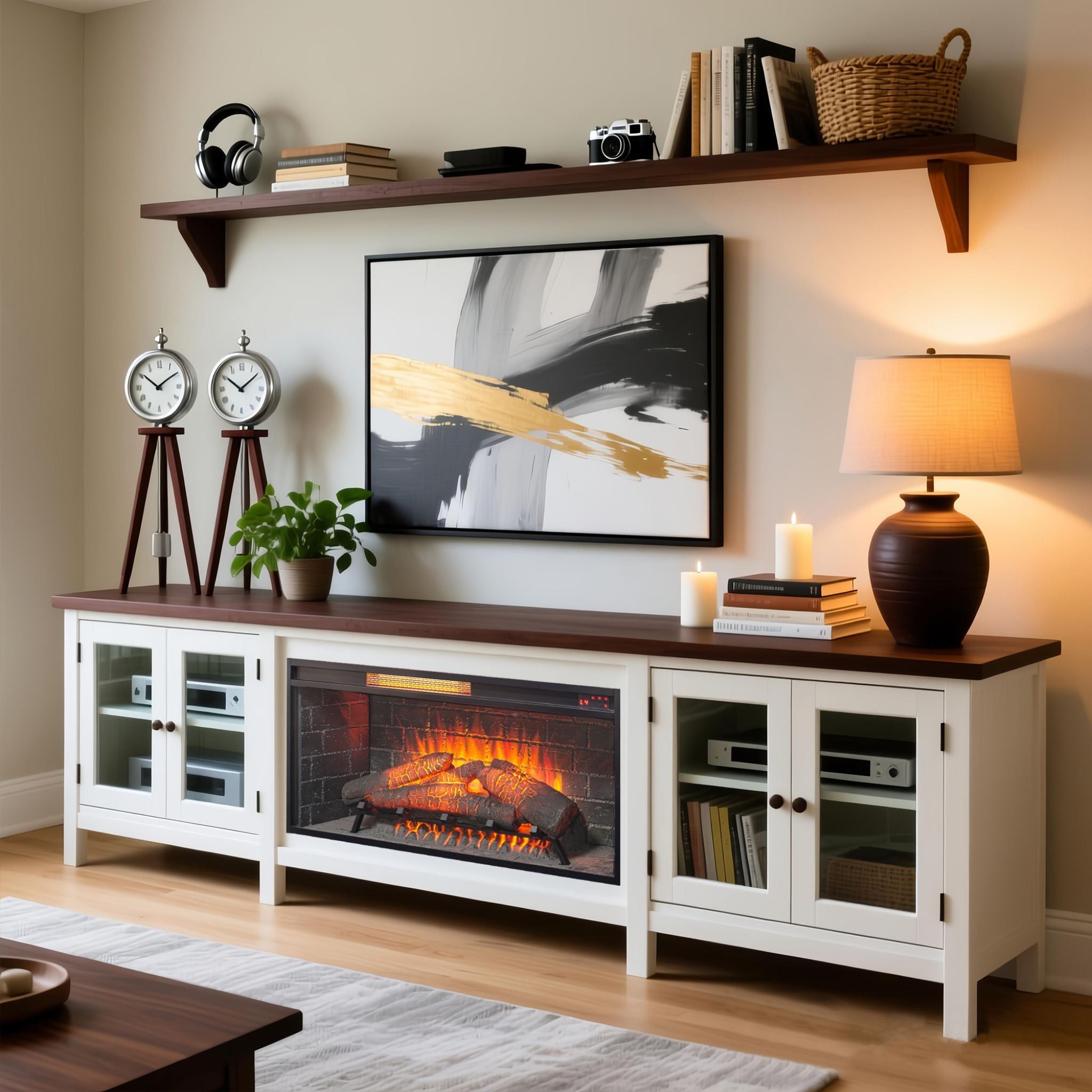 Nuvia 36-Inch Electric Antique Black Touch Panel Infrared Fireplace Insert With Removable Trim Kit (SAK84610)
