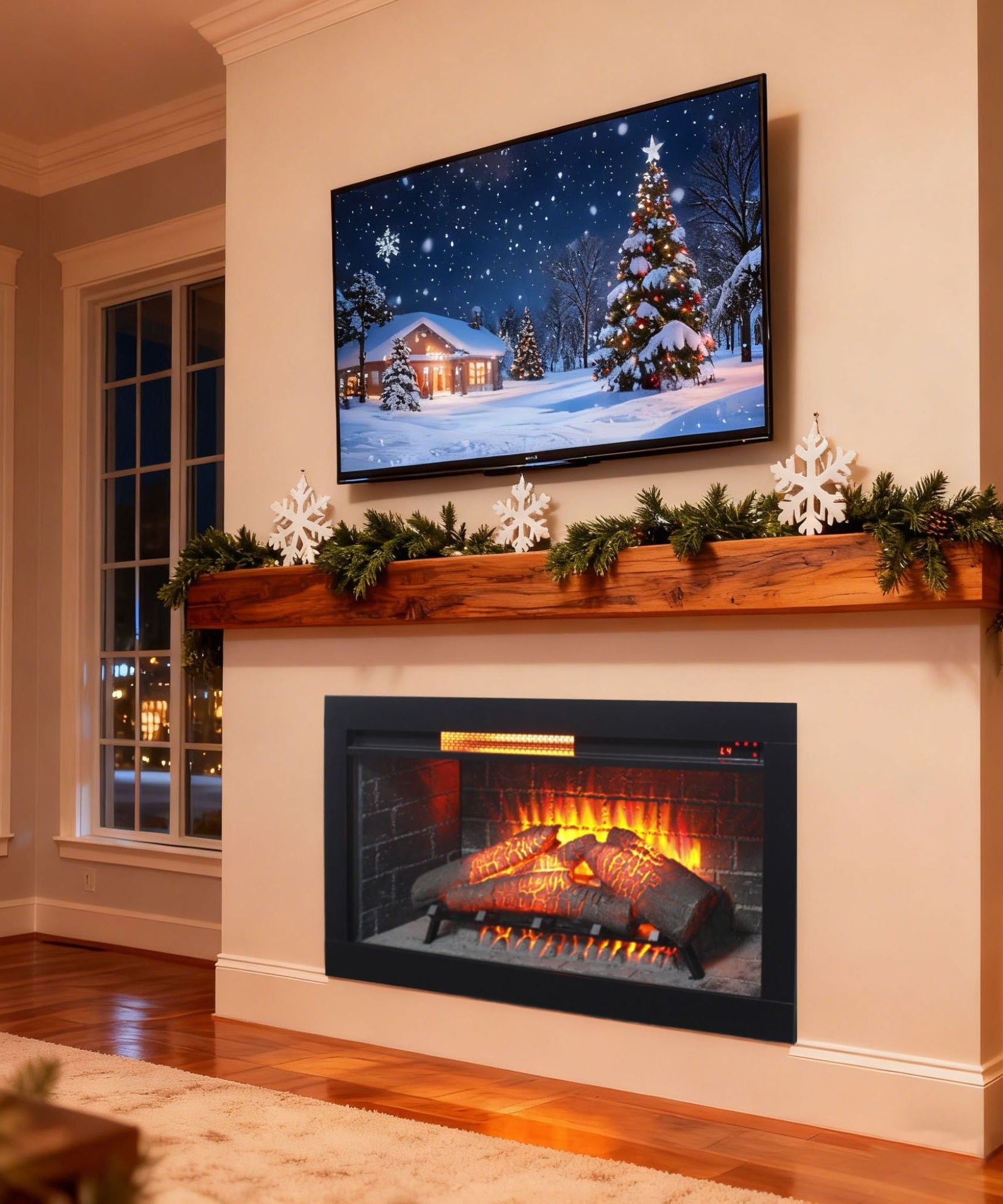 Nuvia 36-Inch Electric Antique Black Touch Panel Infrared Fireplace Insert With Removable Trim Kit (SAK84610)
