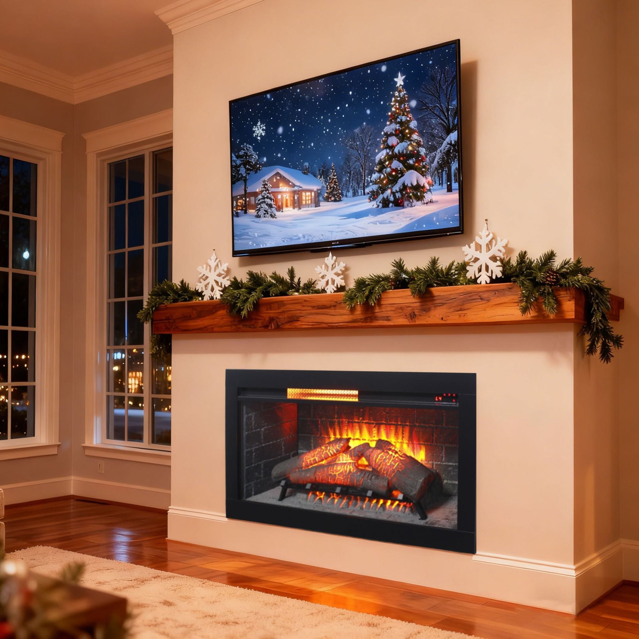 Nuvia 36-Inch Electric Antique Black Touch Panel Infrared Fireplace Insert With Removable Trim Kit (SAK84610)