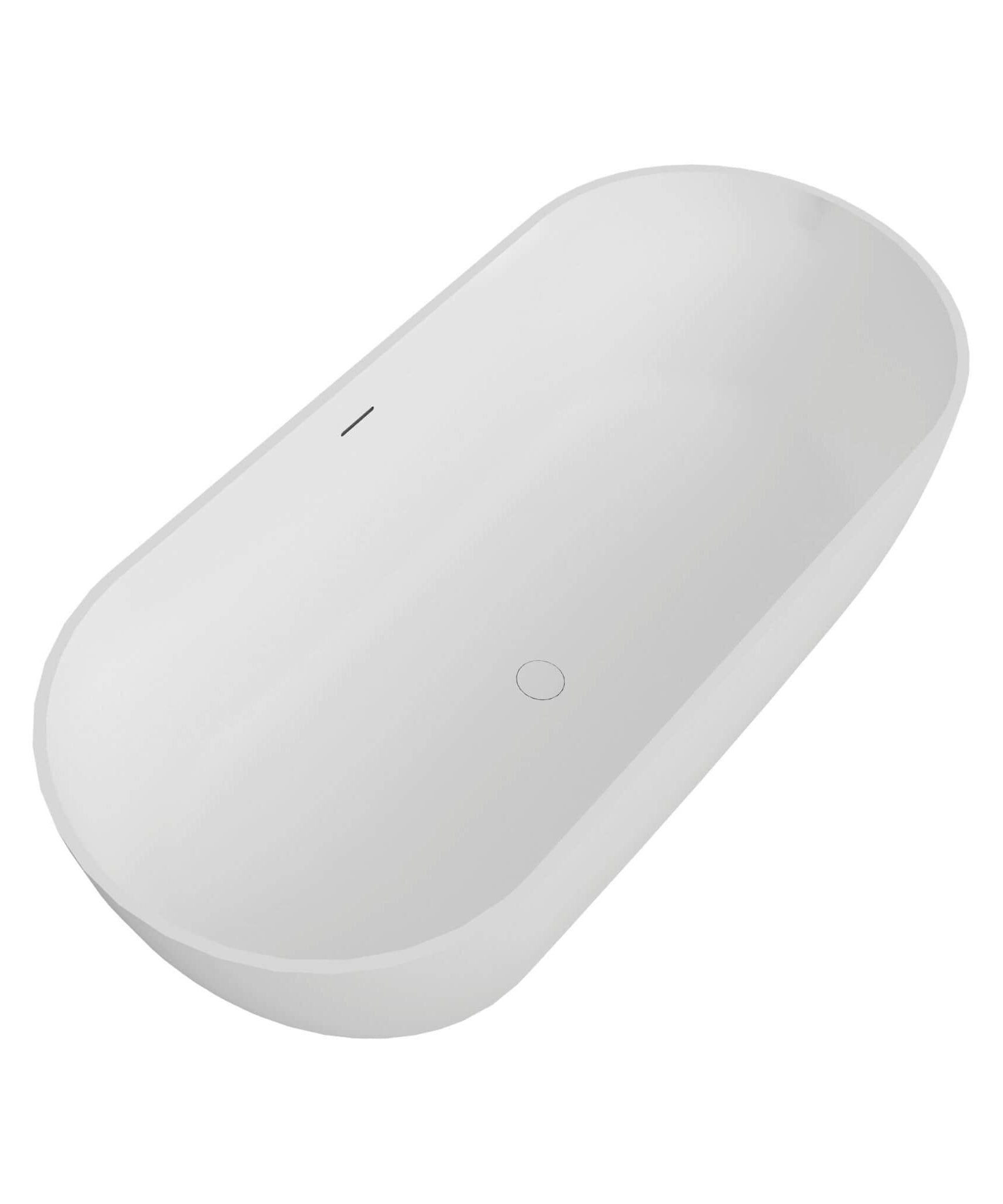 Nuvia 59-Inch Luxury Solid Surface Matte White Freestanding Soaking Tub (SAK95320)