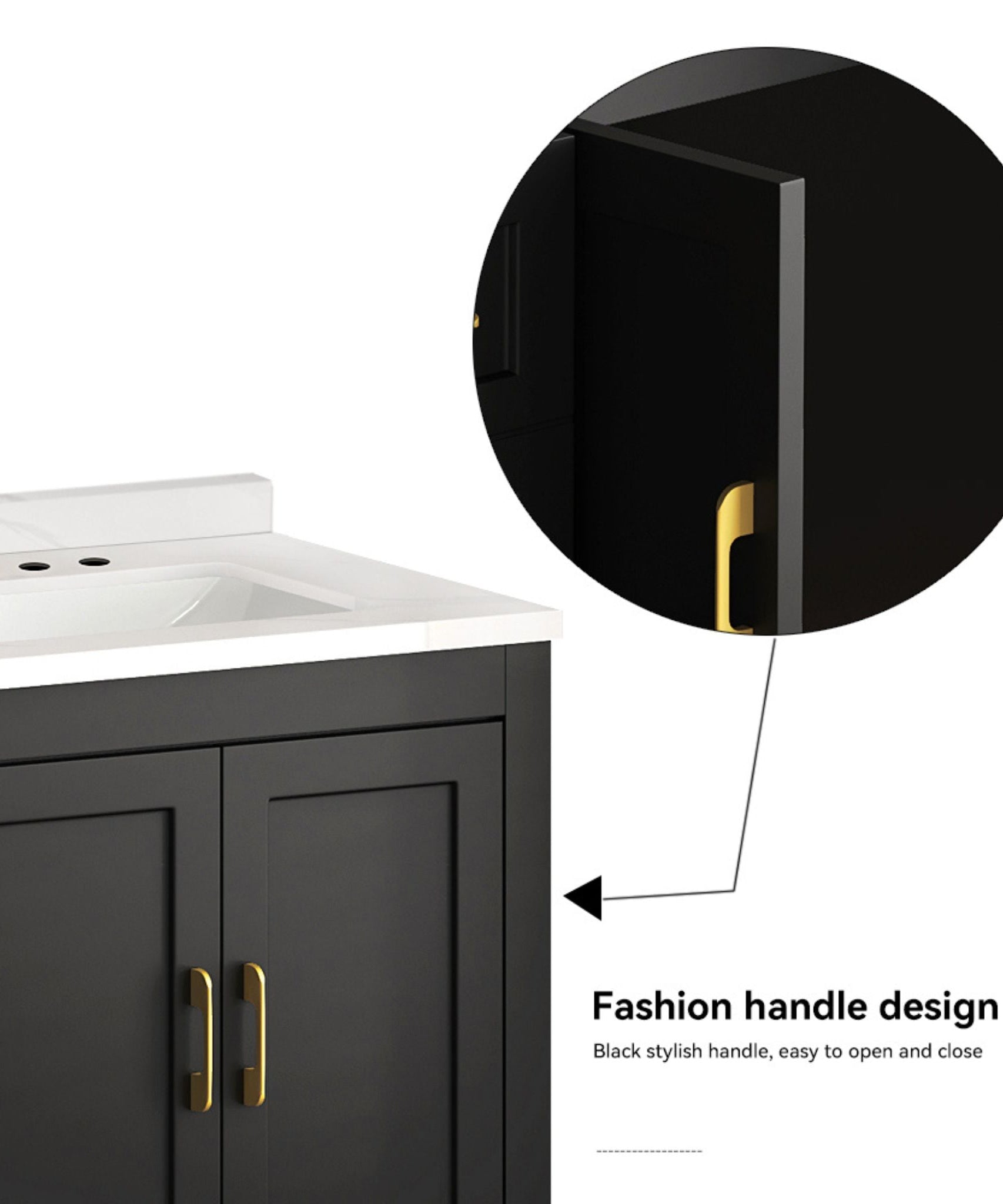 Nuvia 60-Inch Black Bathroom Vanity With Soft Close Doors And Drawers Storage (SAK86210)