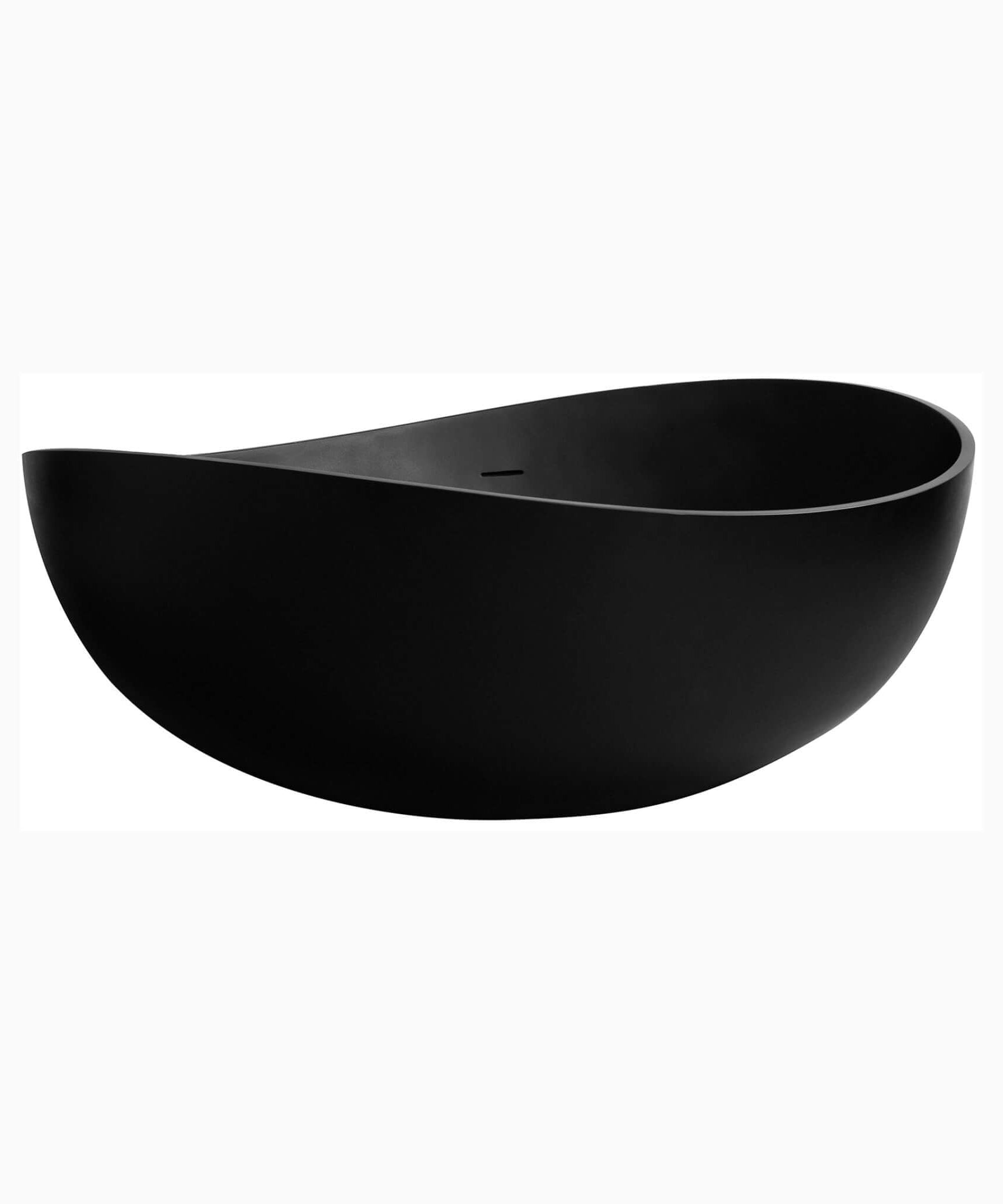 Nuvia 63-Inch Modern Freestanding Single-Piece Matte Black Finish Stone Resin Bathtub (SAK69041)