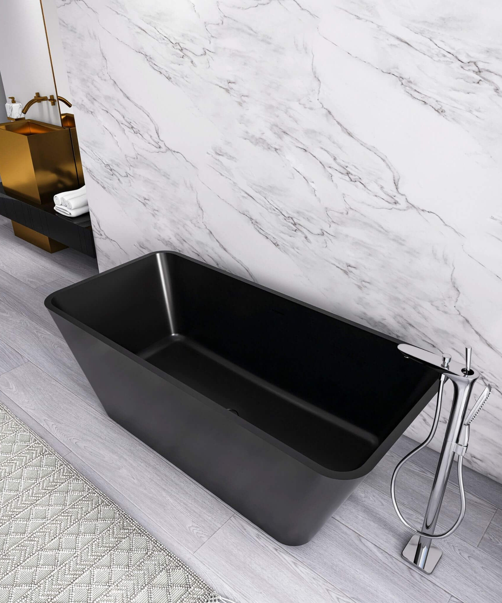 Nuvia 67-Inch Luxury Freestanding Solid Surface Soaking Bathtub (SAK51920)