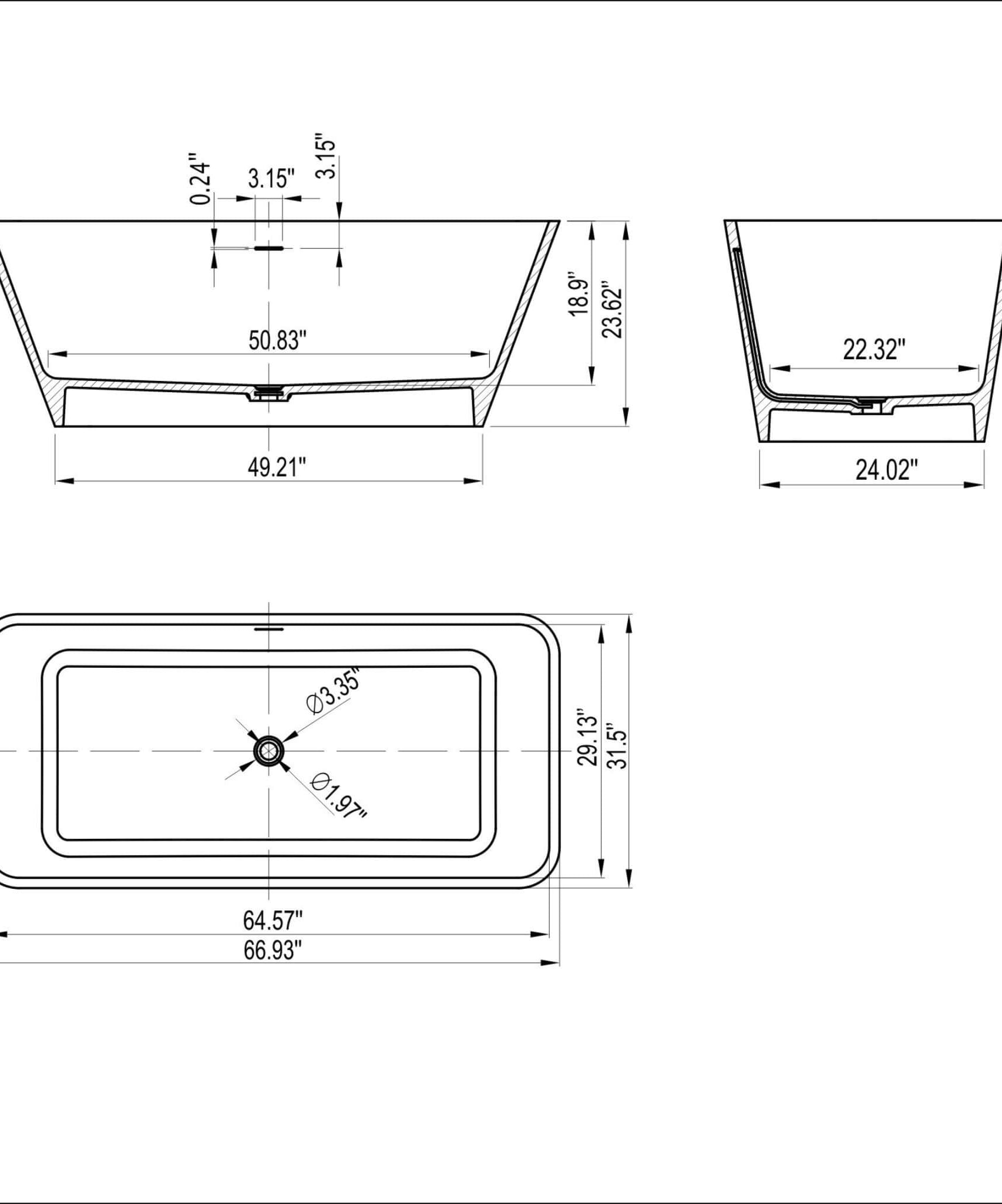 Nuvia 67-Inch Luxury Freestanding Solid Surface Soaking Bathtub (SAK51920)