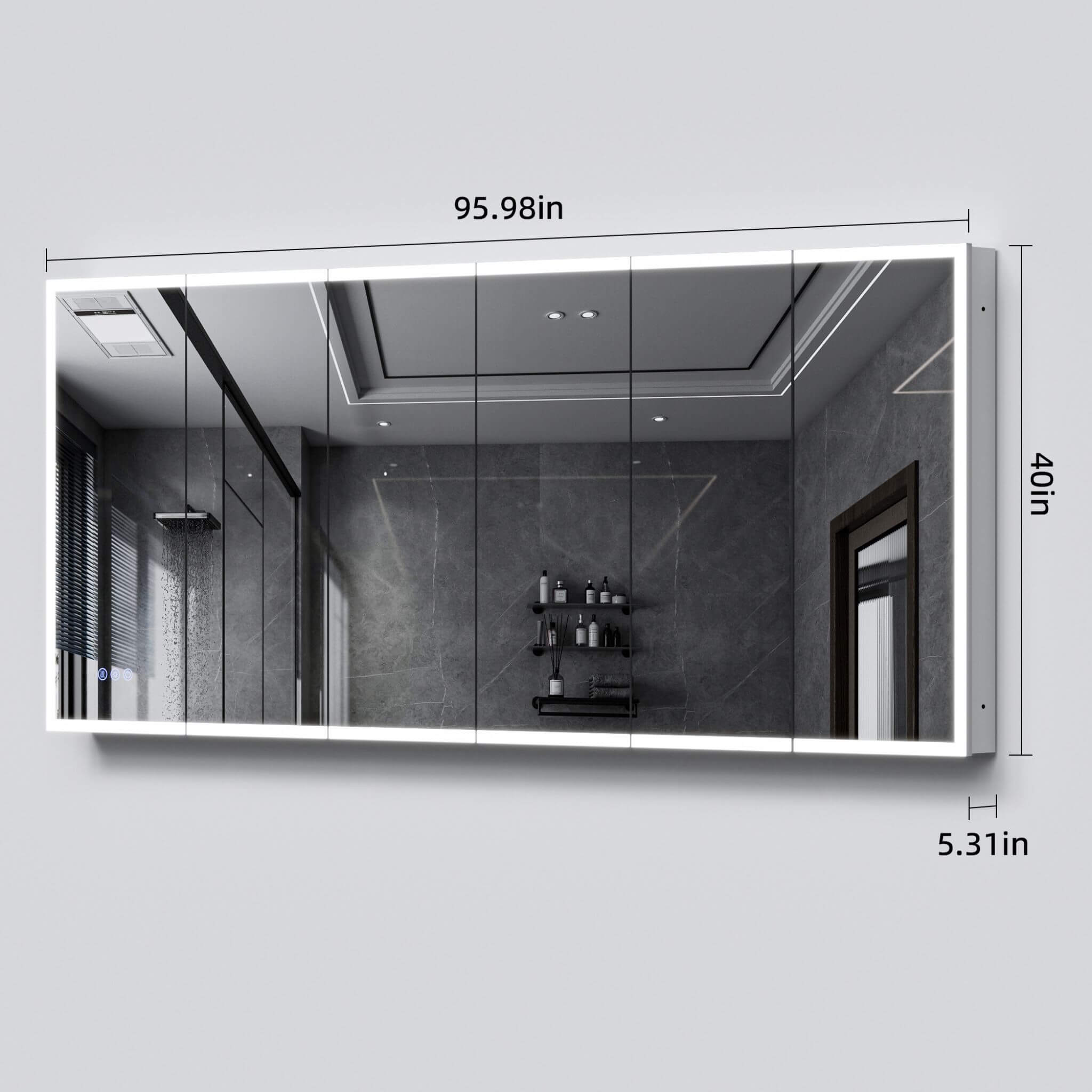 [96X40-Inch] Nuvia Wall-Mounted Medicine Cabinet Mirror With Anti-Fog And Tri-Color LED Lights (SAK82340)