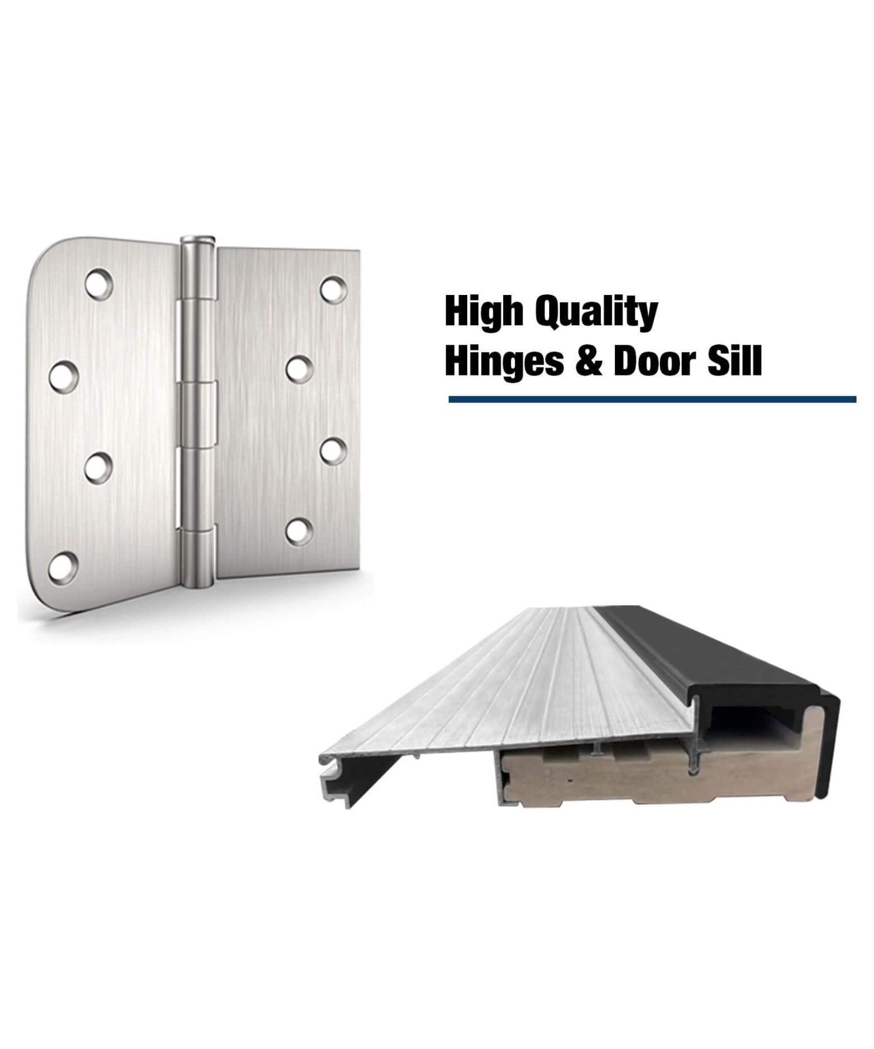 [36X80-Inch] Nuvia Black Modern Left Inswing Fiberglass Entry Door With Frosted Glass (SAK25849)