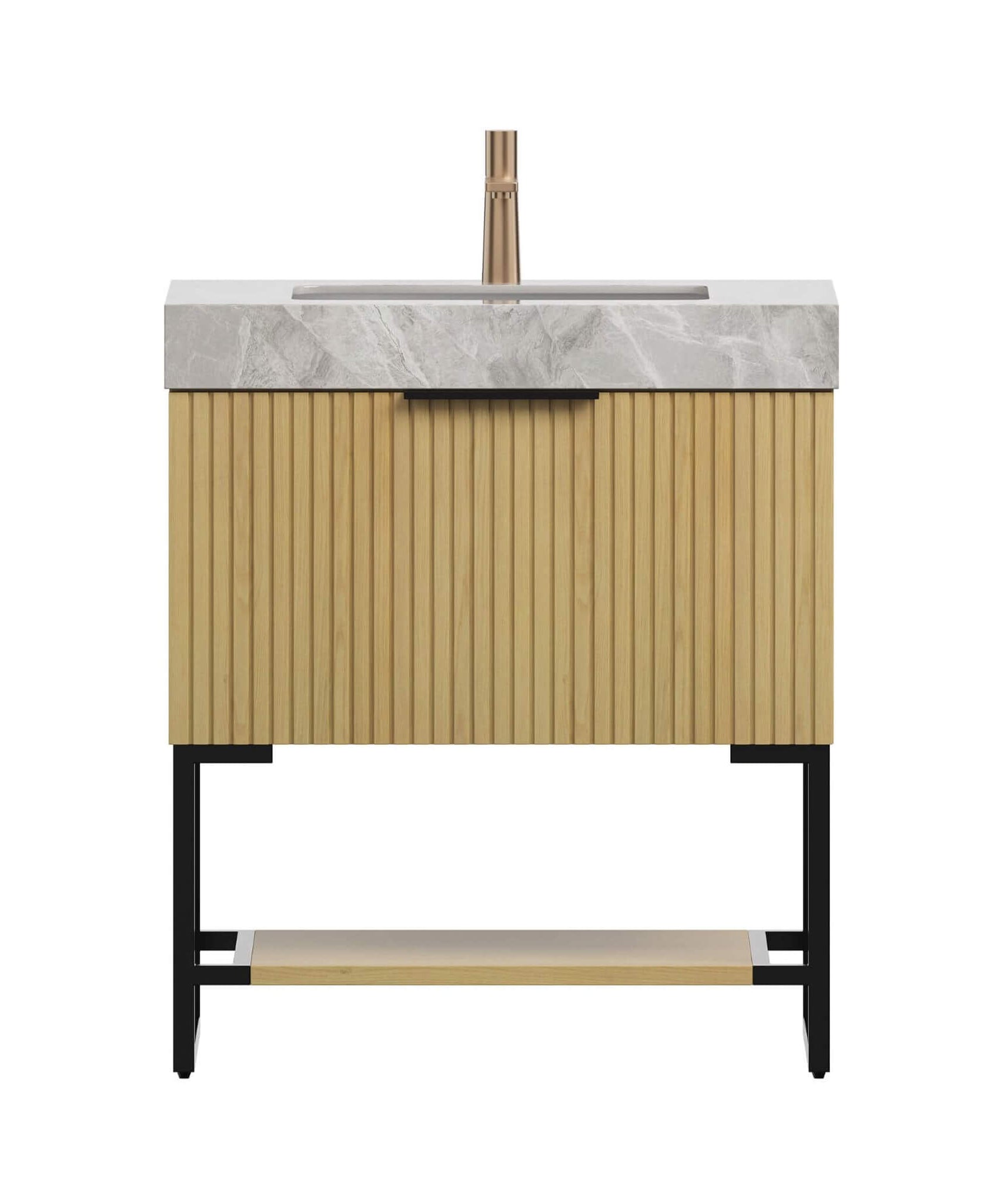 Nuvia Luxury 30-Inch Corolla Oak Freestanding Bathroom Vanity With Sink And Storage (SAK79352)