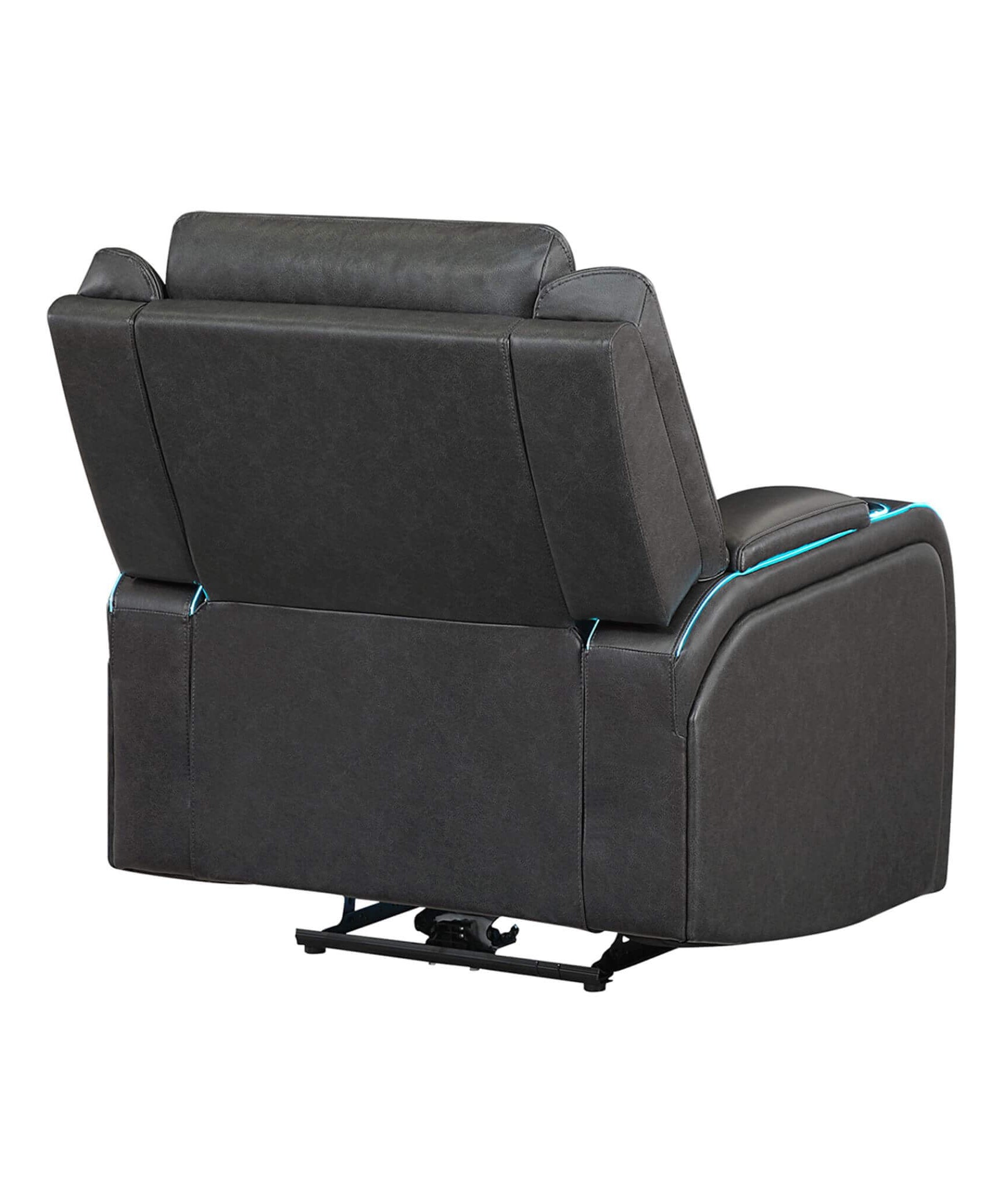 Nuvia Luxury Charcoal Upholstered Power Recliner Armchair With LED Lights (SAK16429)