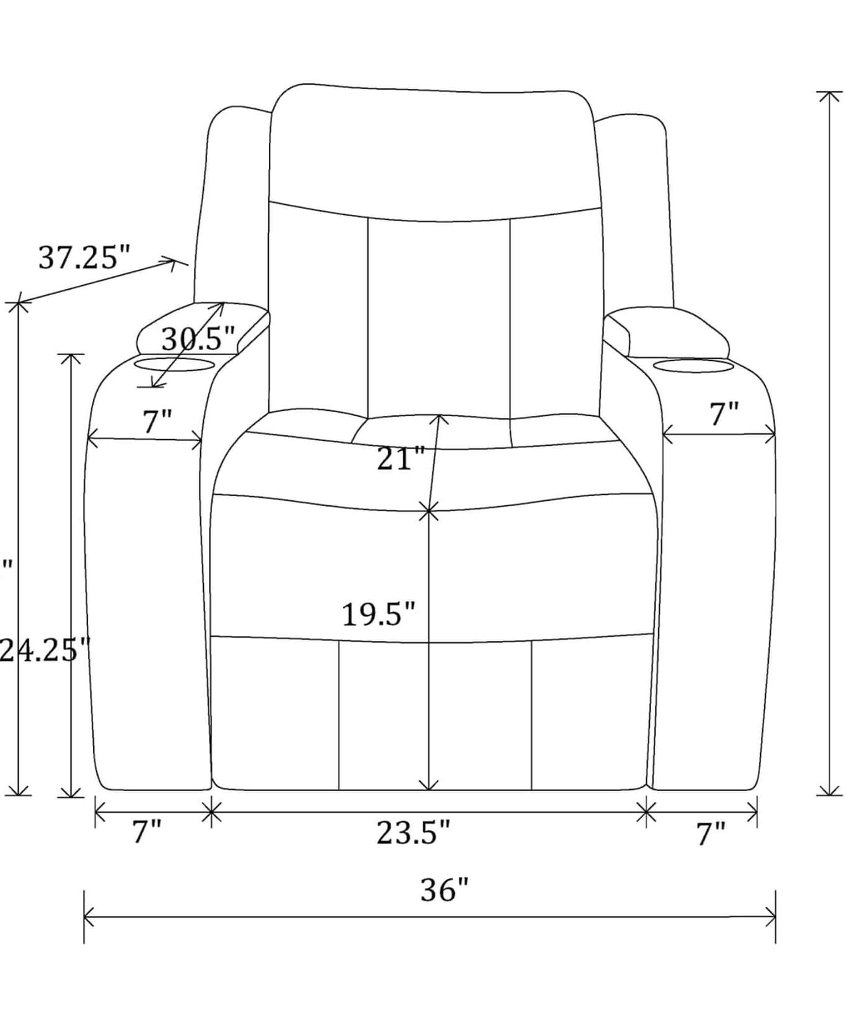 Nuvia Luxury Charcoal Upholstered Power Recliner Armchair With LED Lights (SAK16429)