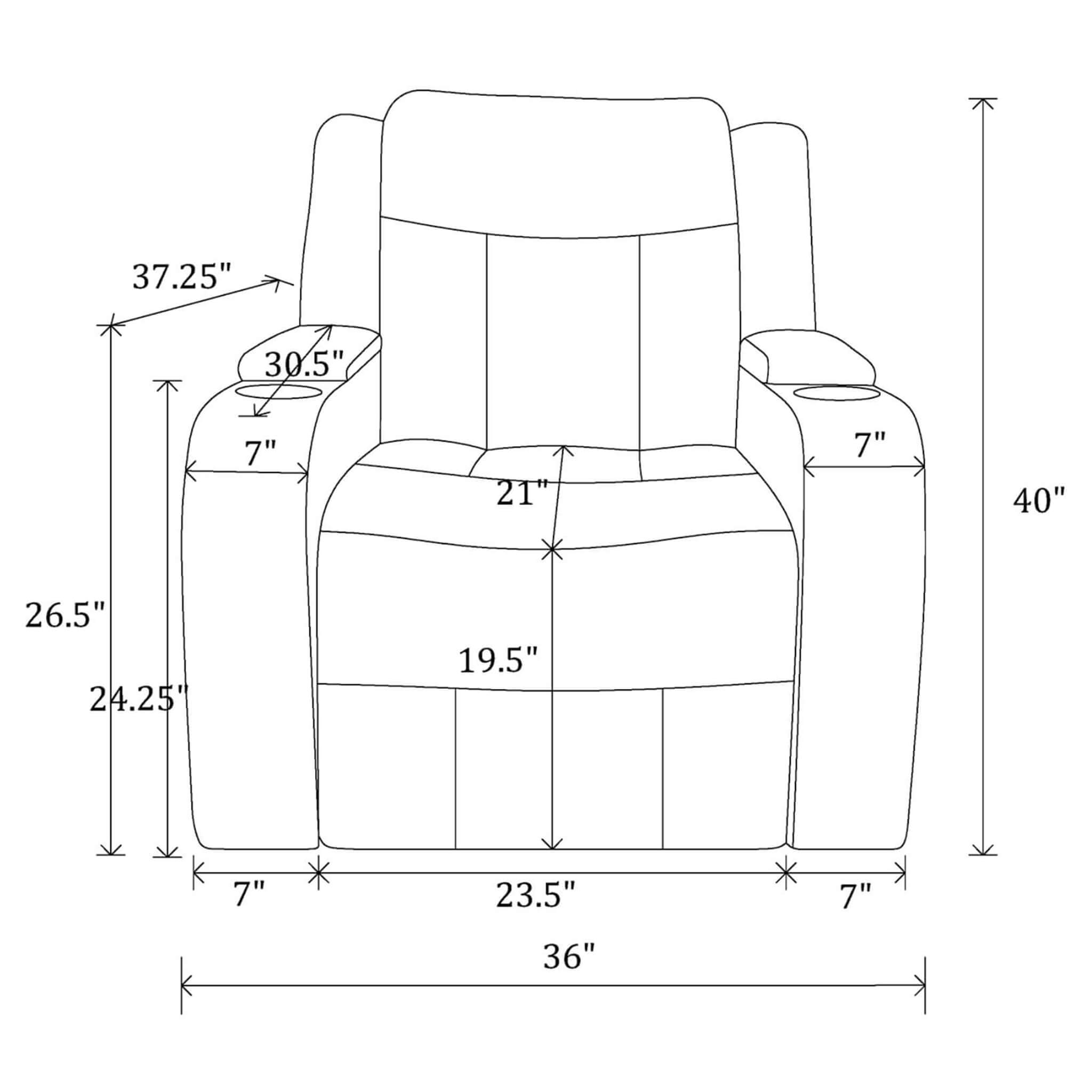 Nuvia Luxury Charcoal Upholstered Power Recliner Armchair With LED Lights (SAK16429)