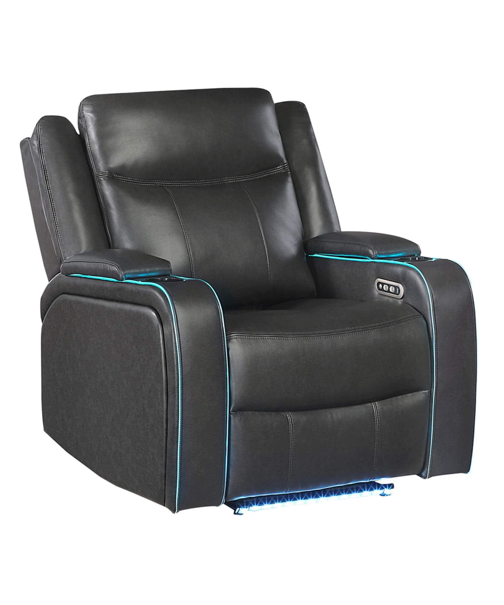 Nuvia Luxury Charcoal Upholstered Power Recliner Armchair With LED Lights (SAK16429)