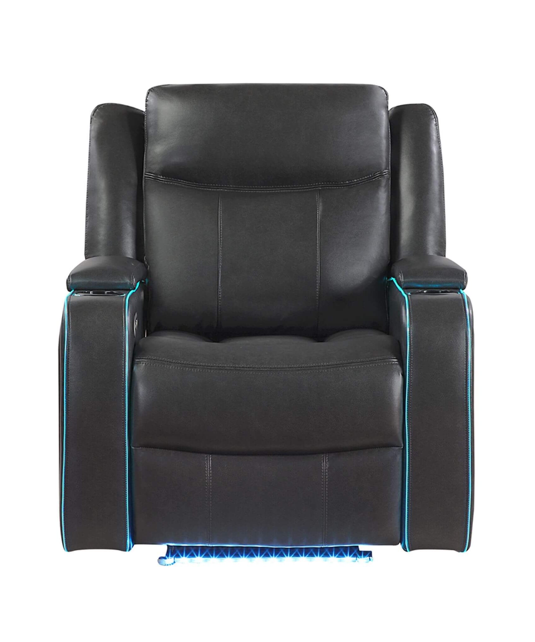 Nuvia Luxury Charcoal Upholstered Power Recliner Armchair With LED Lights (SAK16429)