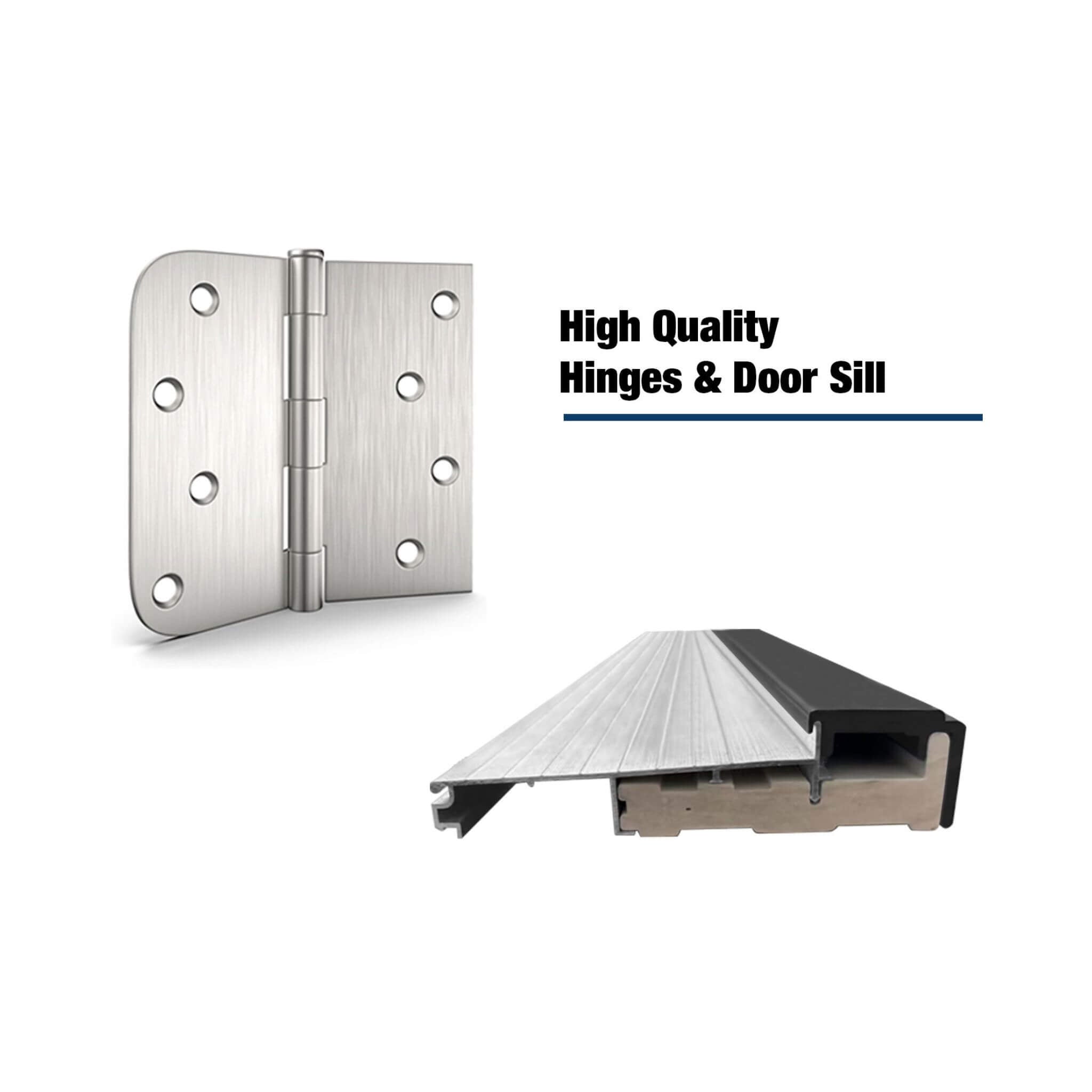 [36X80-Inch] Nuvia Modern Frosted Glass Black Fiberglass Front Door With Right Inswing (SAK10584)