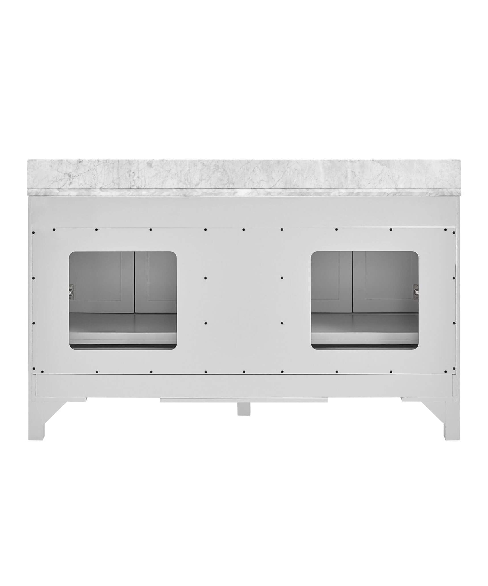 Nuvia Premium 60-Inch Freestanding Double Sink Bathroom Vanity With Carrara Marble Top (SAK51829)