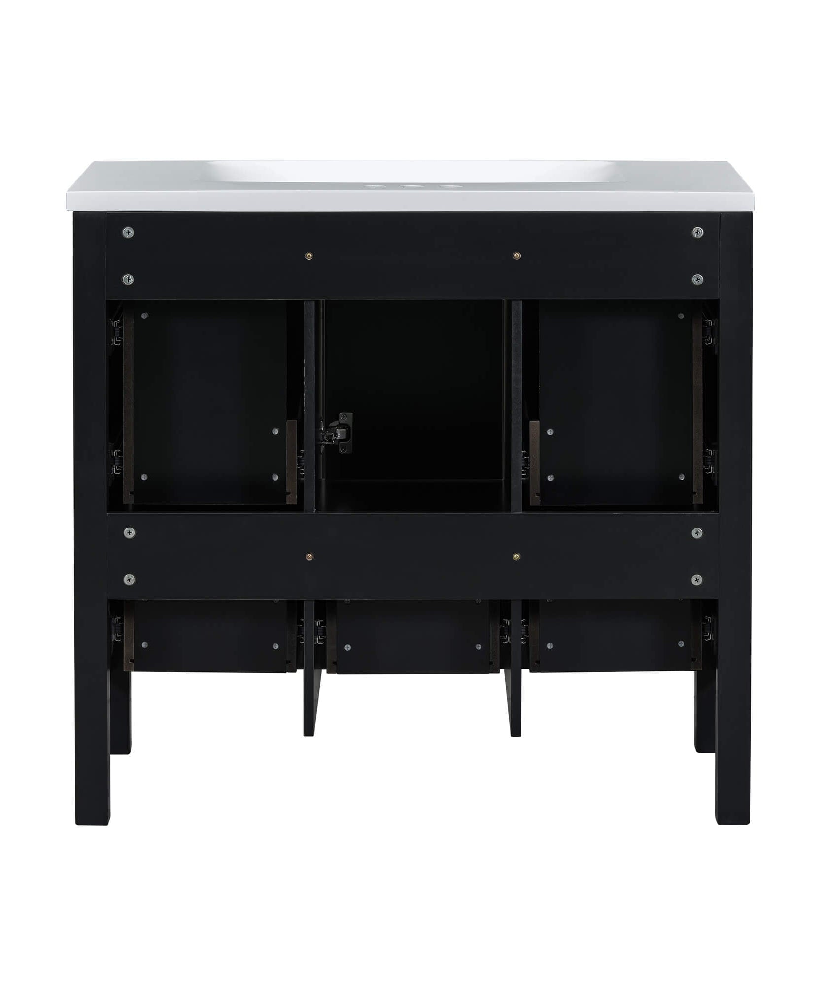 Nuvia Premium 72-Inch Bathroom Vanity Set With Resin Sink And Soft-Close Drawers [Faucet Not Included] (SAK62749)