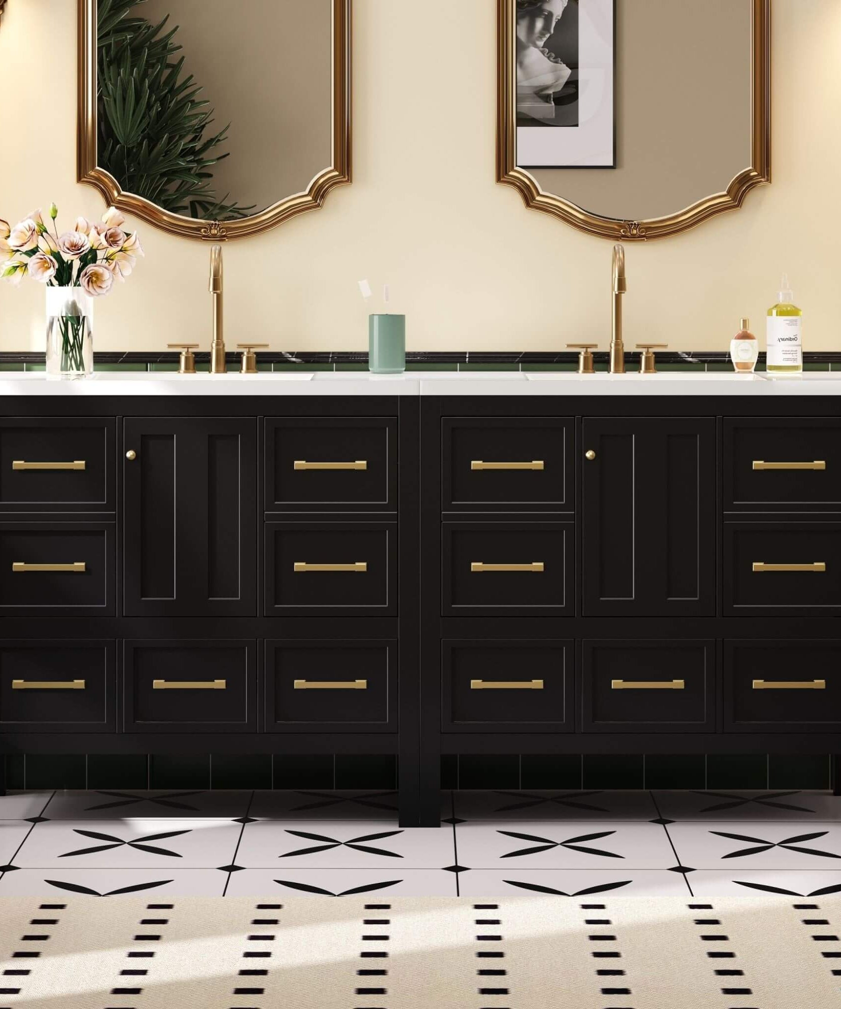 Nuvia Premium 72-Inch Bathroom Vanity Set With Resin Sink And Soft-Close Drawers [Faucet Not Included] (SAK62749)