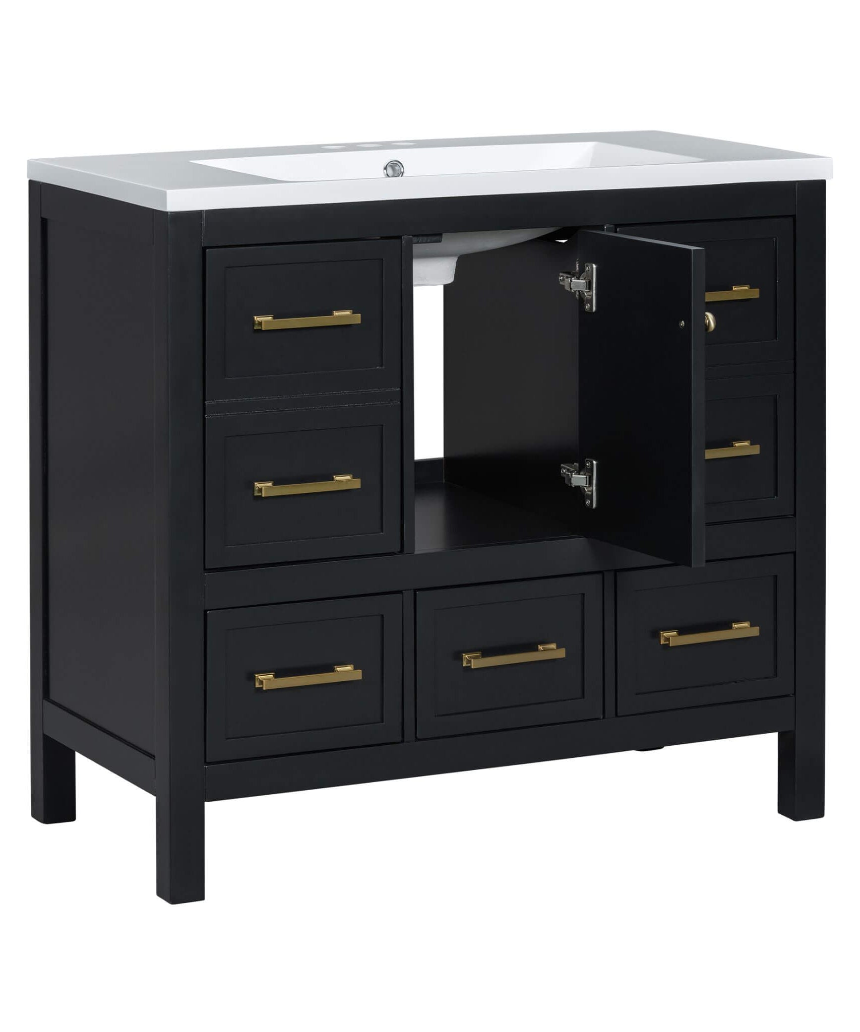 Nuvia Premium 72-Inch Bathroom Vanity Set With Resin Sink And Soft-Close Drawers [Faucet Not Included] (SAK62749)