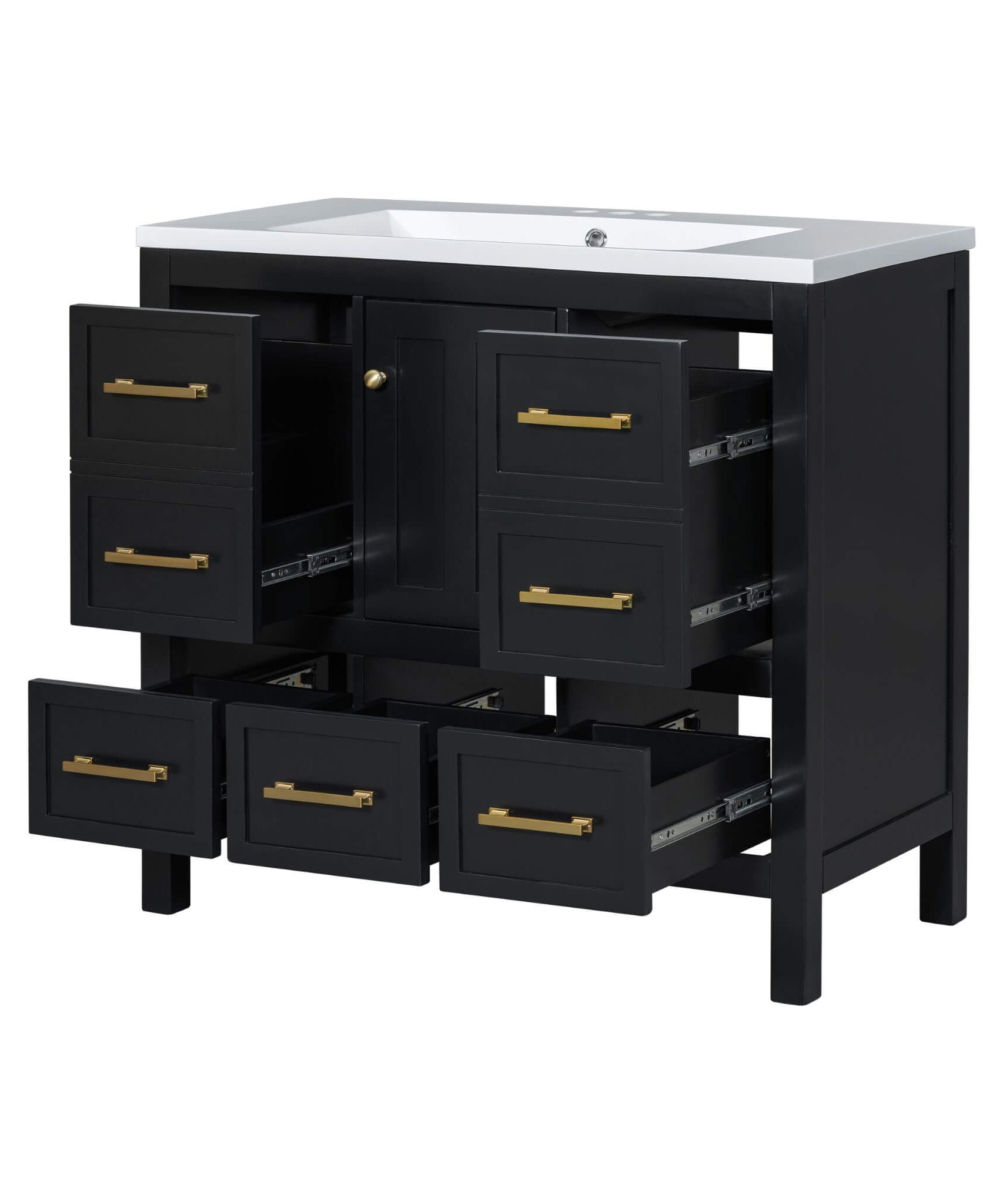 Nuvia Premium 72-Inch Bathroom Vanity Set With Resin Sink And Soft-Close Drawers [Faucet Not Included] (SAK62749)