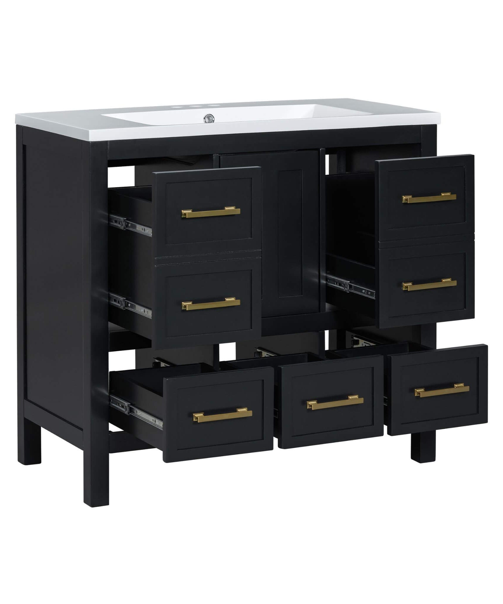 Nuvia Premium 72-Inch Bathroom Vanity Set With Resin Sink And Soft-Close Drawers [Faucet Not Included] (SAK62749)
