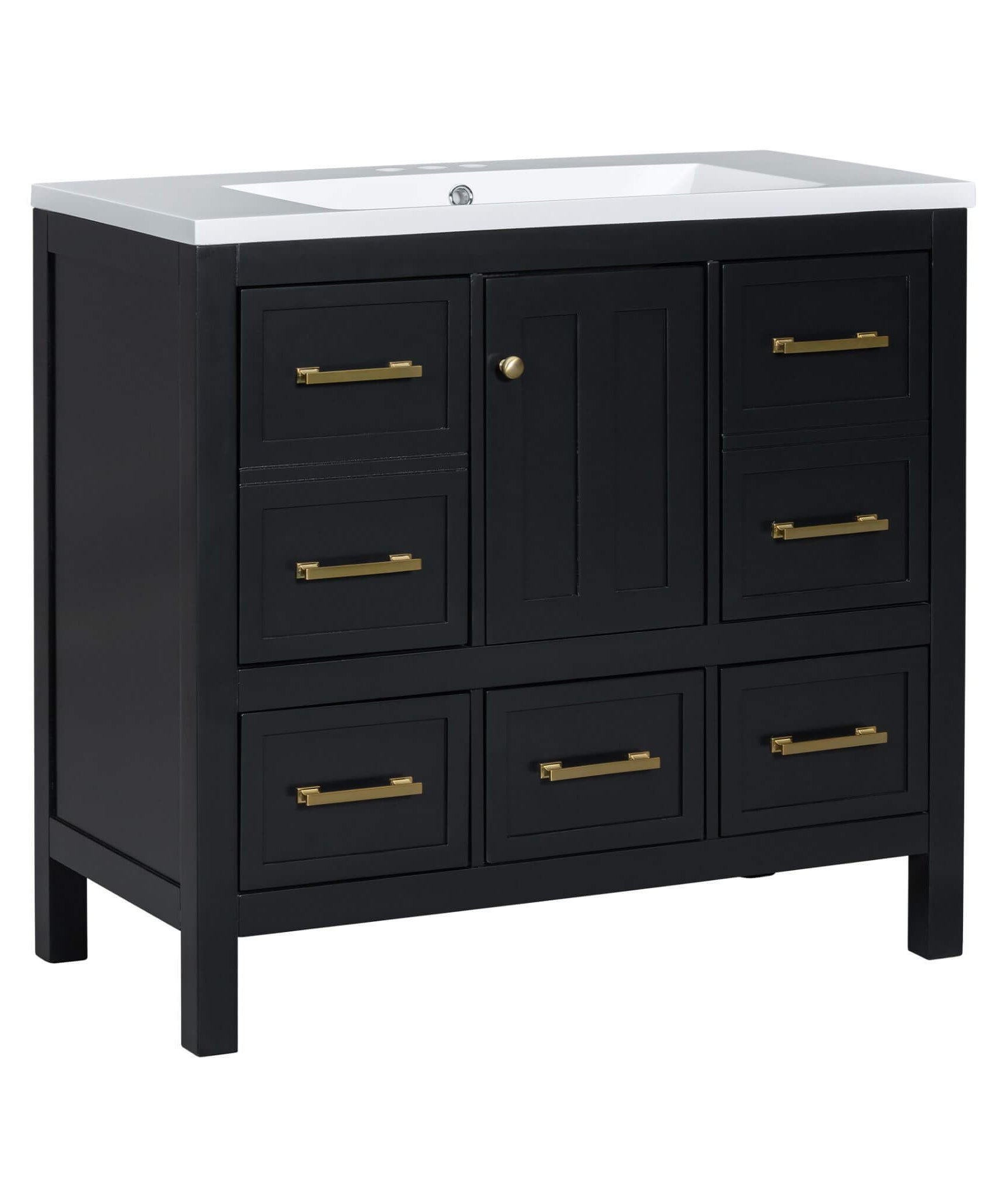 Nuvia Premium 72-Inch Bathroom Vanity Set With Resin Sink And Soft-Close Drawers [Faucet Not Included] (SAK62749)