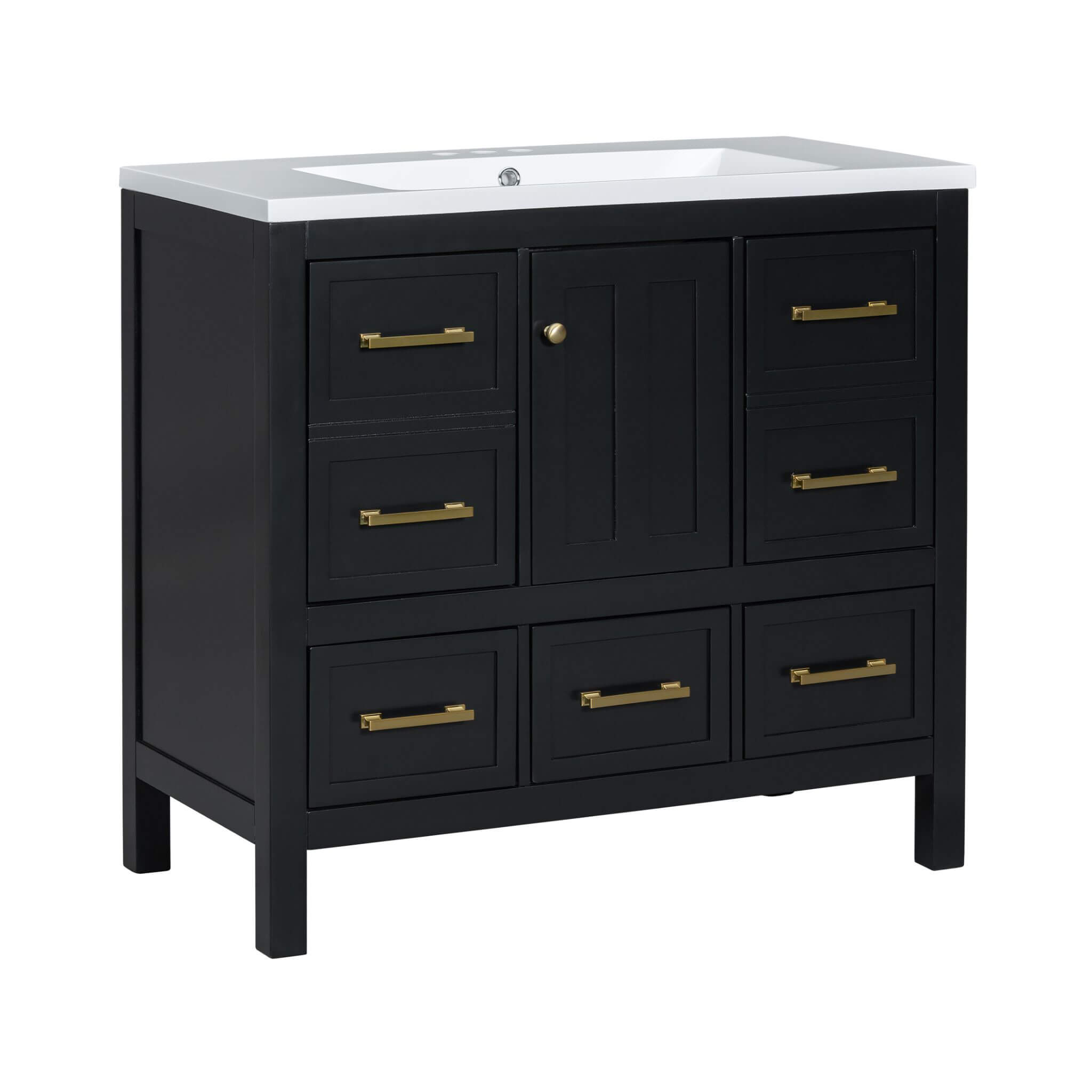 Nuvia Premium 72-Inch Bathroom Vanity Set With Resin Sink And Soft-Close Drawers [Faucet Not Included] (SAK62749)