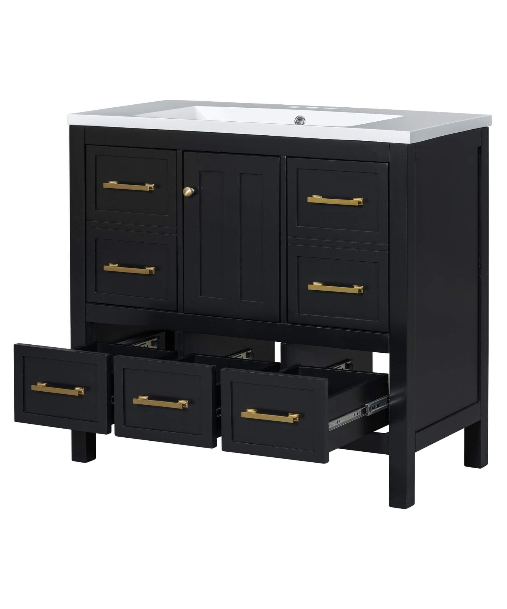 Nuvia Premium 72-Inch Bathroom Vanity Set With Resin Sink And Soft-Close Drawers [Faucet Not Included] (SAK62749)