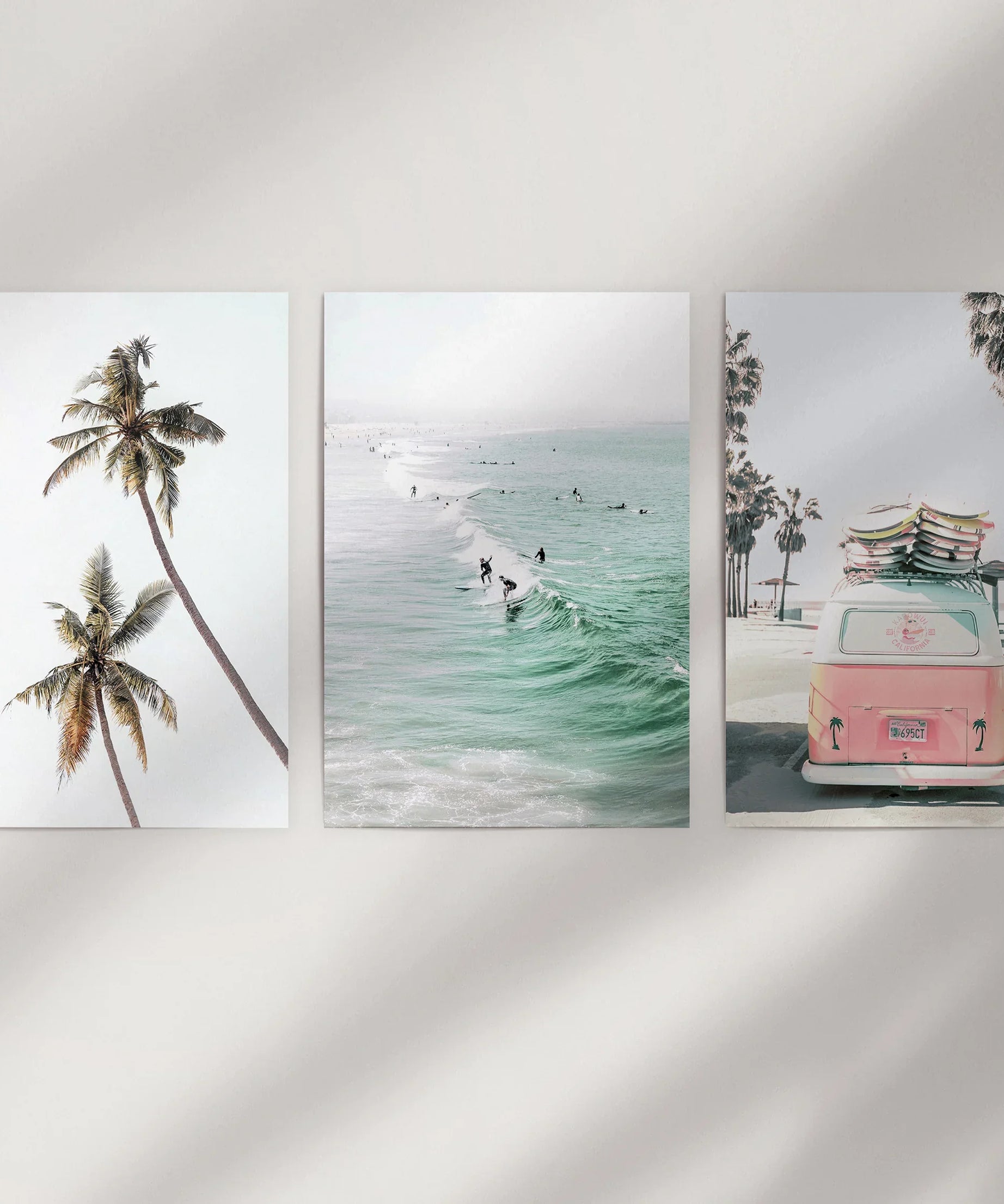 Tropical Beach Wall Art Set. Modern Coastal Surfing Prints