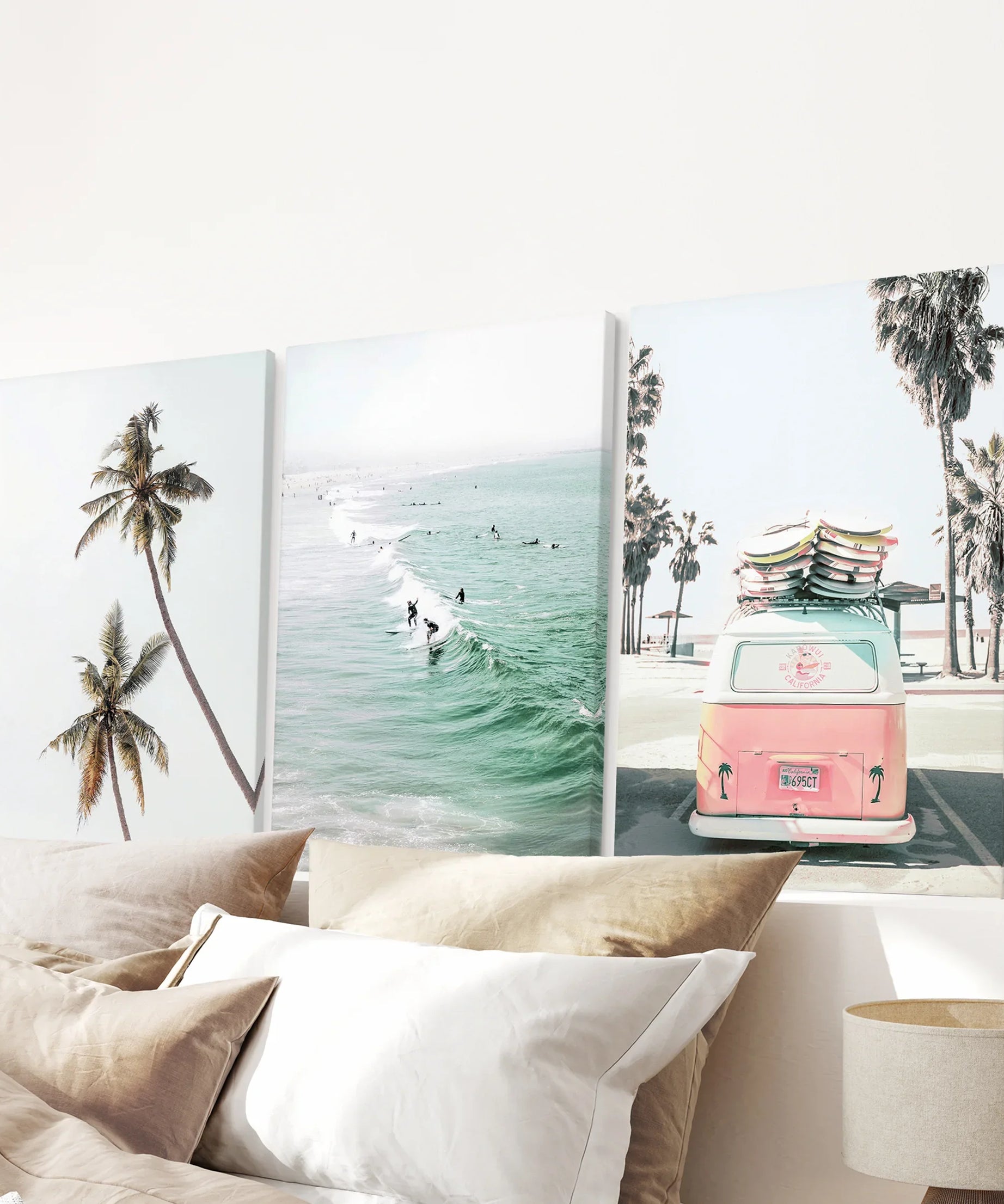 Tropical Beach Wall Art Set. Modern Coastal Surfing Prints