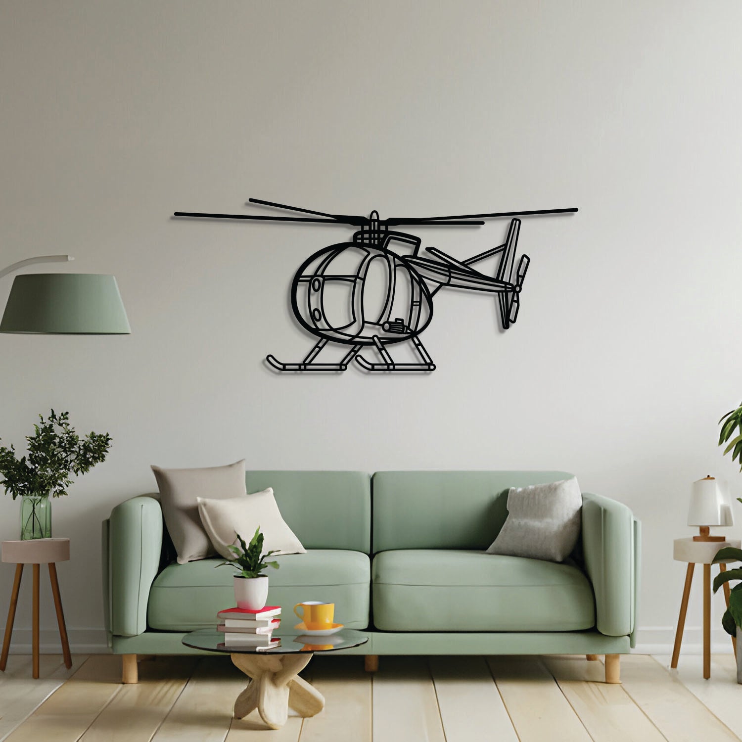 OH-6 Cayuse Winkel-Metall Flugzeug Wandkunst - NCP0589