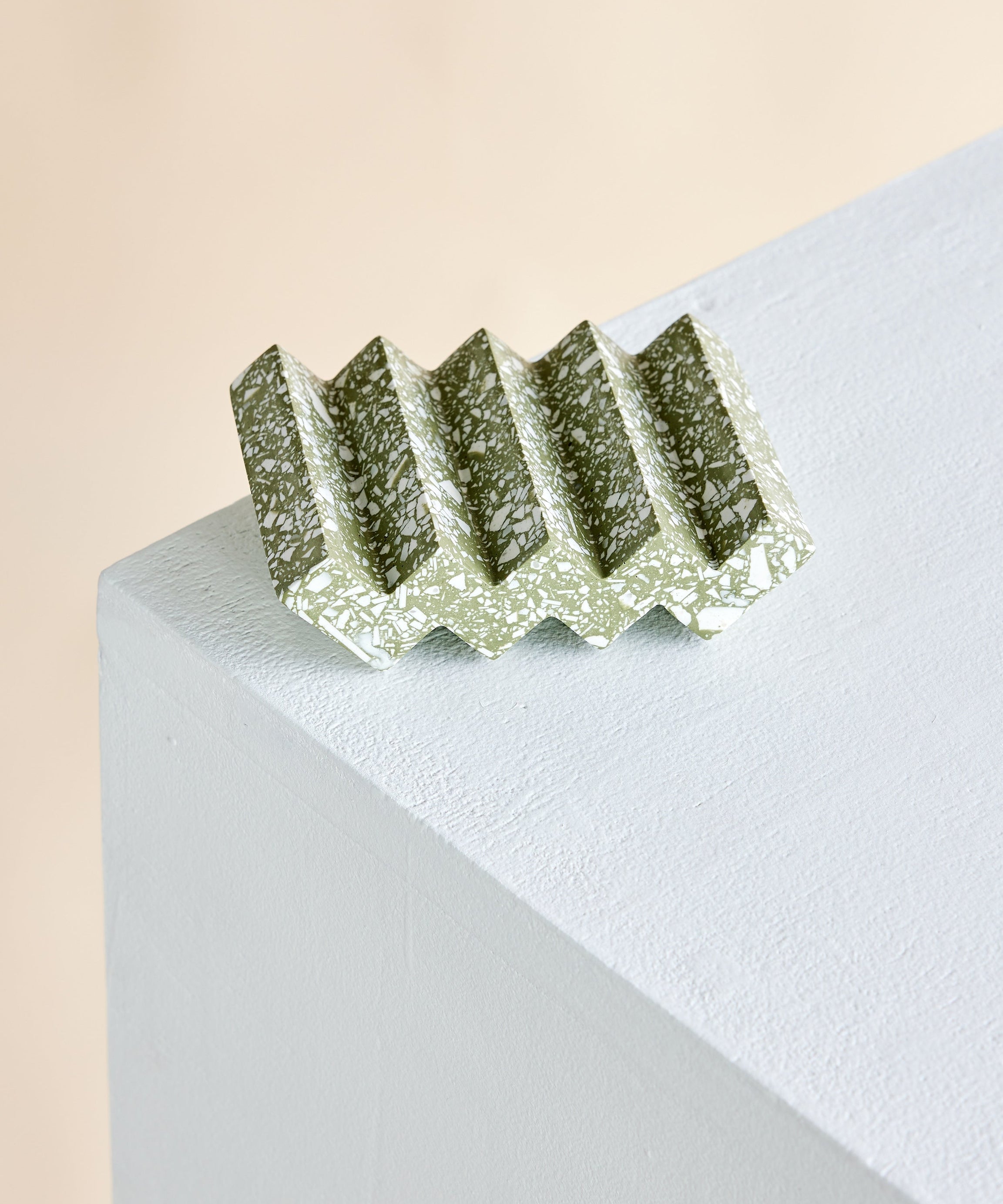 Zig-Zag Olive Green Terrazzo Soap Dish