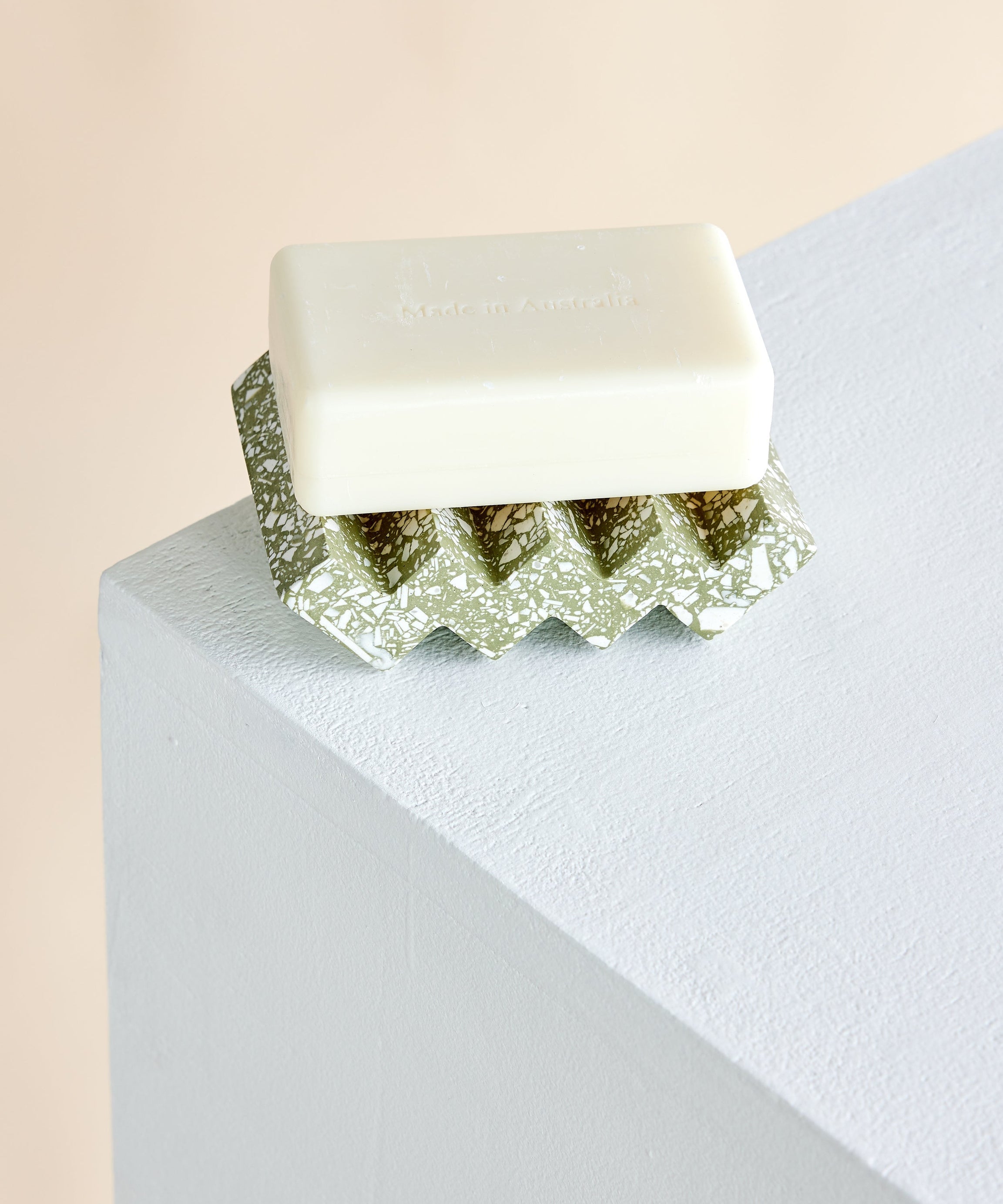 Zig-Zag Olive Green Terrazzo Soap Dish