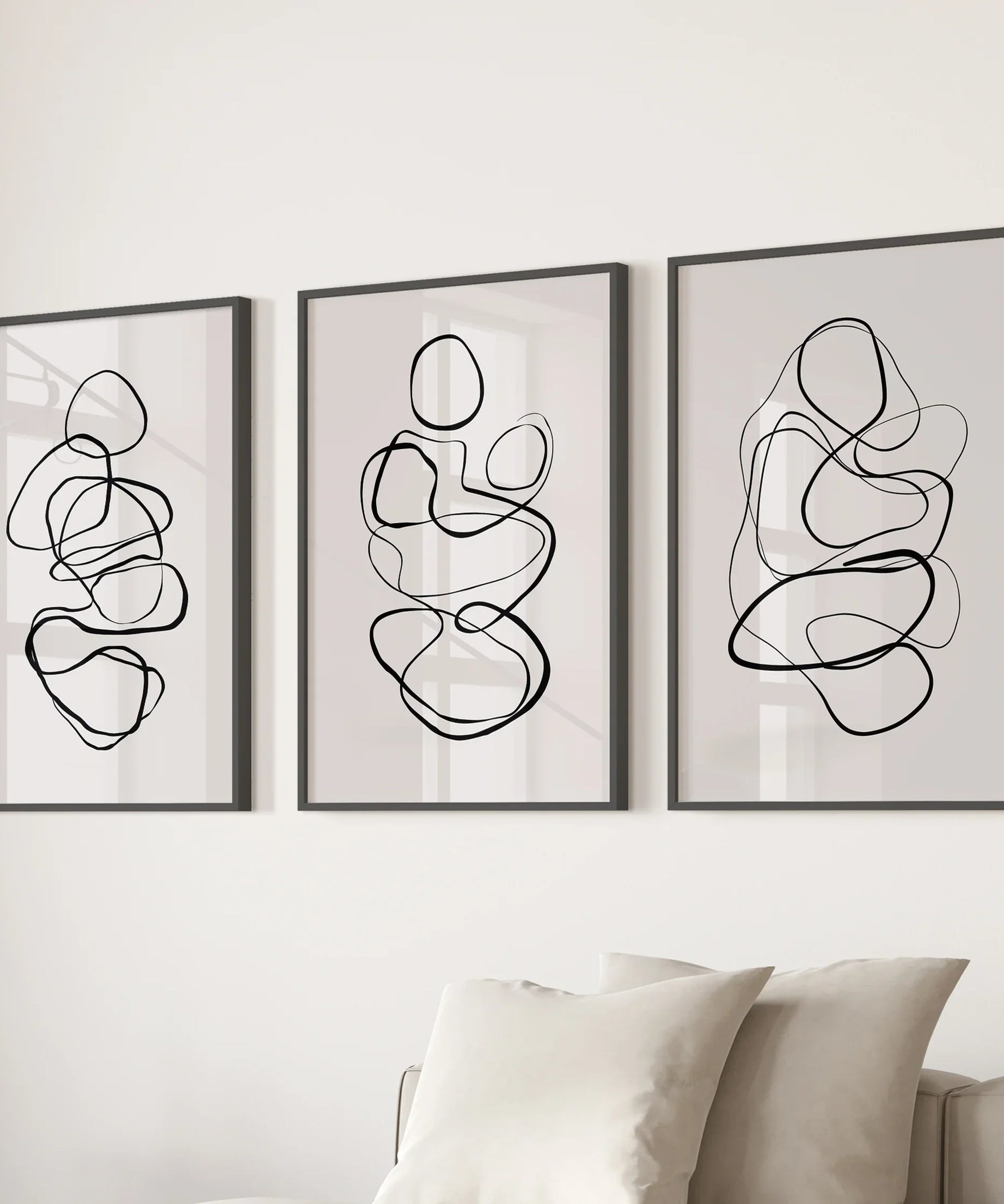 Abstract Line Art Wall Art Set of 3. Minimalist Figure Drawings