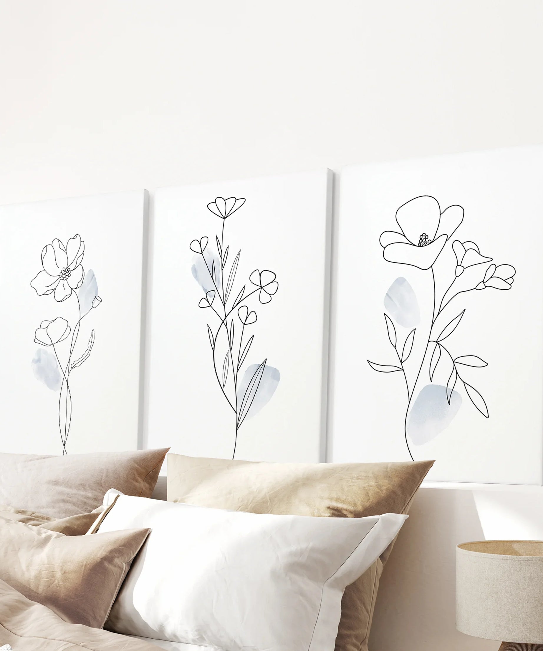 Black and White Botanical Prints. Modern Minimalist Line Art
