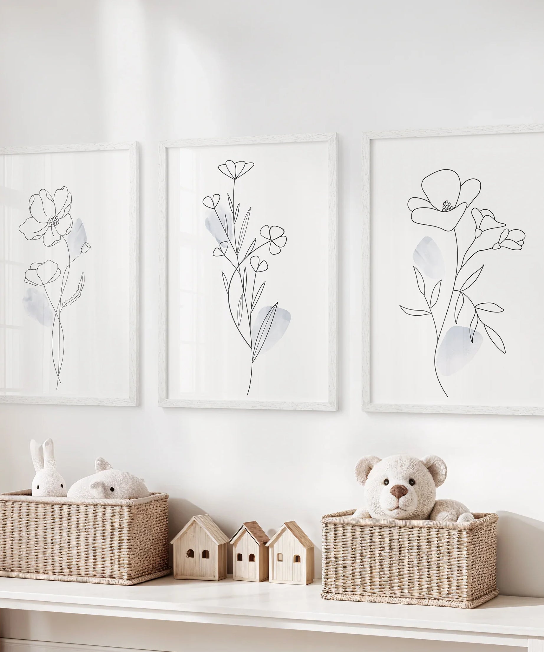 Black and White Botanical Prints. Modern Minimalist Line Art