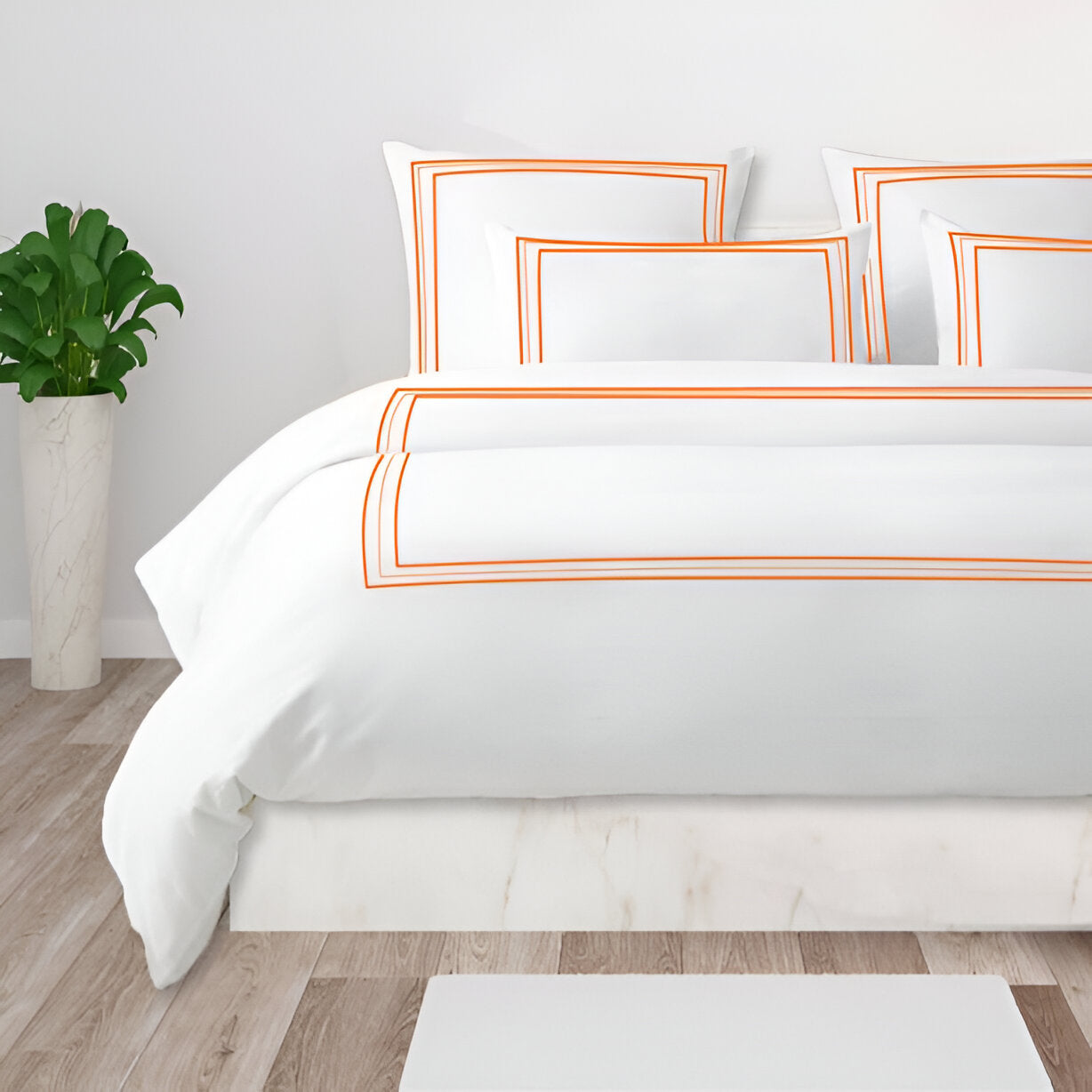 400TC Cotton Classic Embroidery Sateen Solid Duvet Cover Set