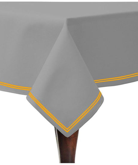 Double Embroidery Border Sateen Cotton Solid Table Cloth - Light Grey