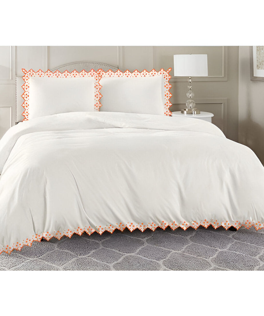 Elegant Flower Embroidered Duvet Cover Set