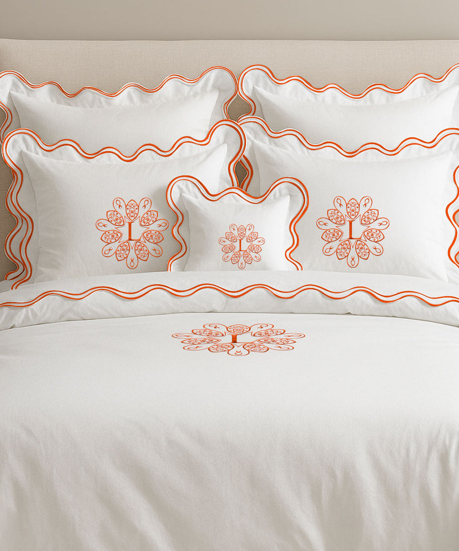 Monogram Cotton Luxurious Double Scallop Duvet Cover