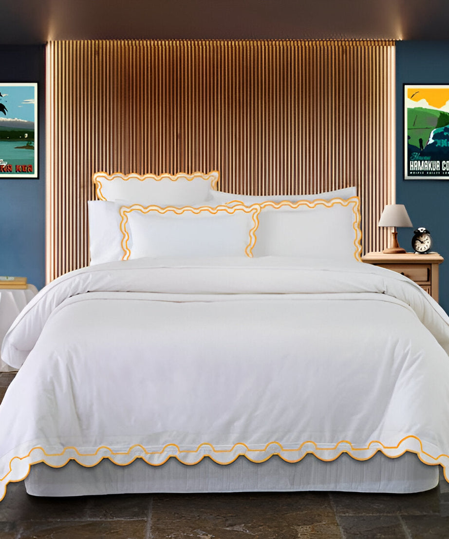 400TC Reverse U Shape Embroidery Cotton Duvet Cover Set