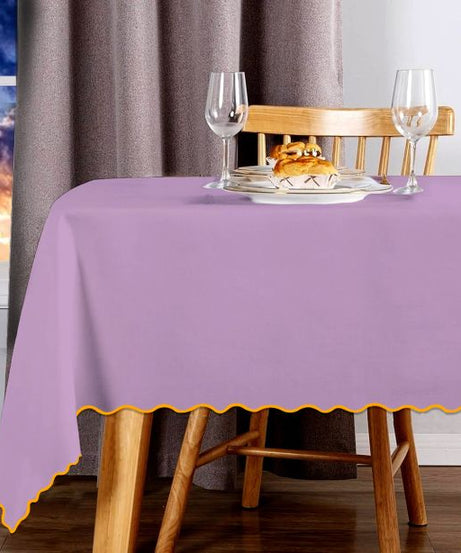 Scallop Embroidery Sateen Cotton Solid Table Cloth - Lilac
