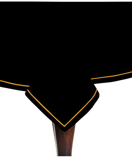 Single Embroidery Border Sateen Cotton Solid Table Cloth - Black