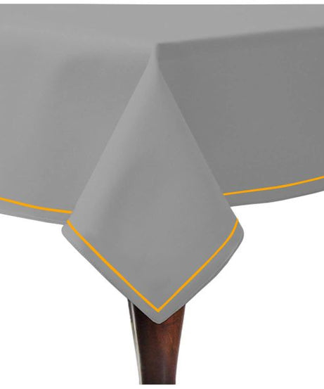 Single Embroidery Border Sateen Cotton Solid Table Cloth - Light Grey