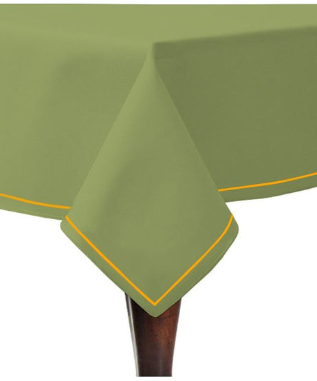 Single Embroidery Border Sateen Cotton Solid Table Cloth - Sage