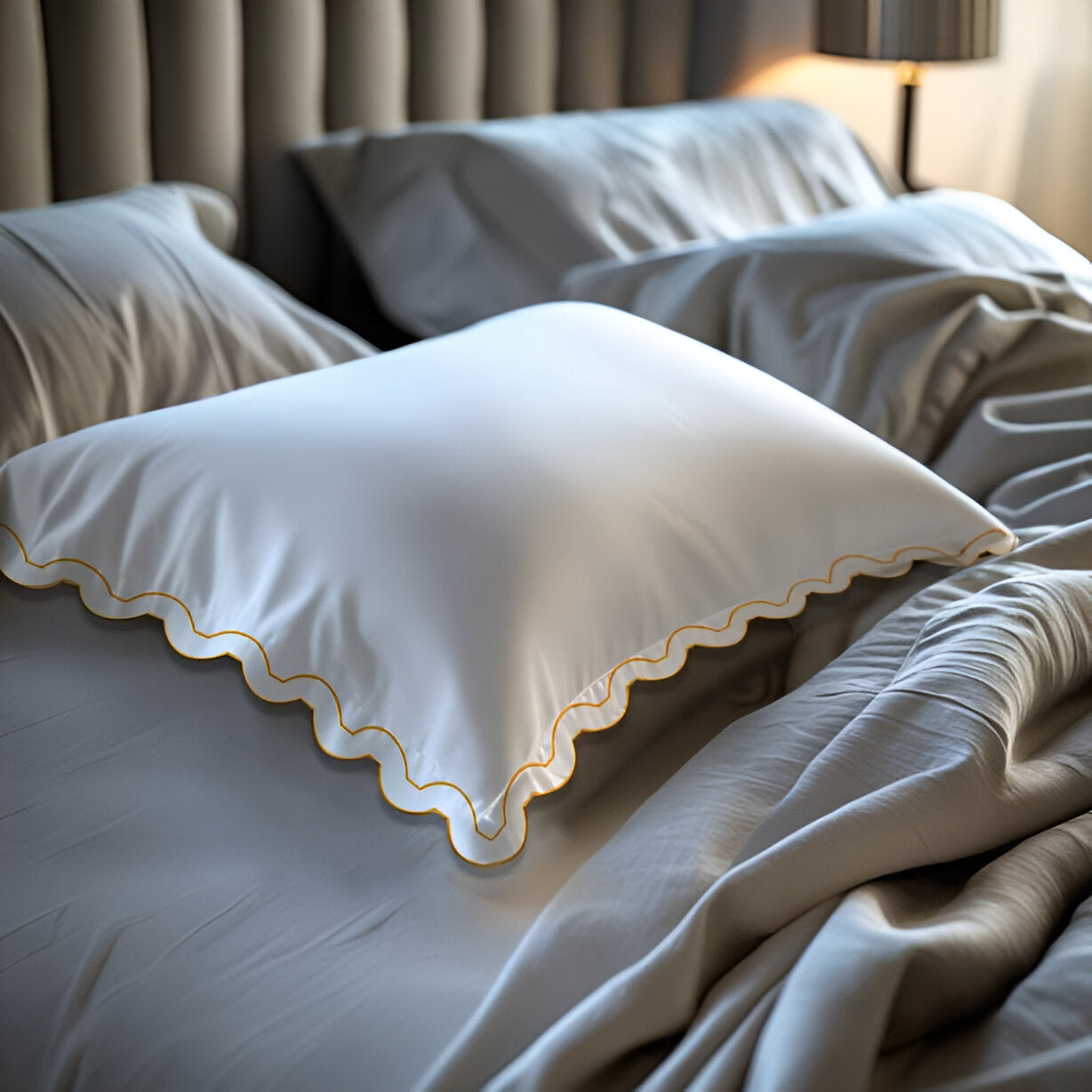 400TC Reverse U Shape Embroidery Cotton Duvet Cover Set