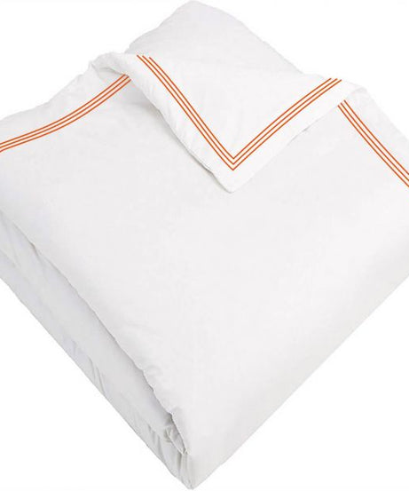 400TC Cotton Triple Edge Embroidery Sateen Solid Duvet Cover Set