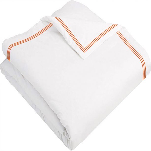 400TC Cotton Triple Edge Embroidery Sateen Solid Duvet Cover Set