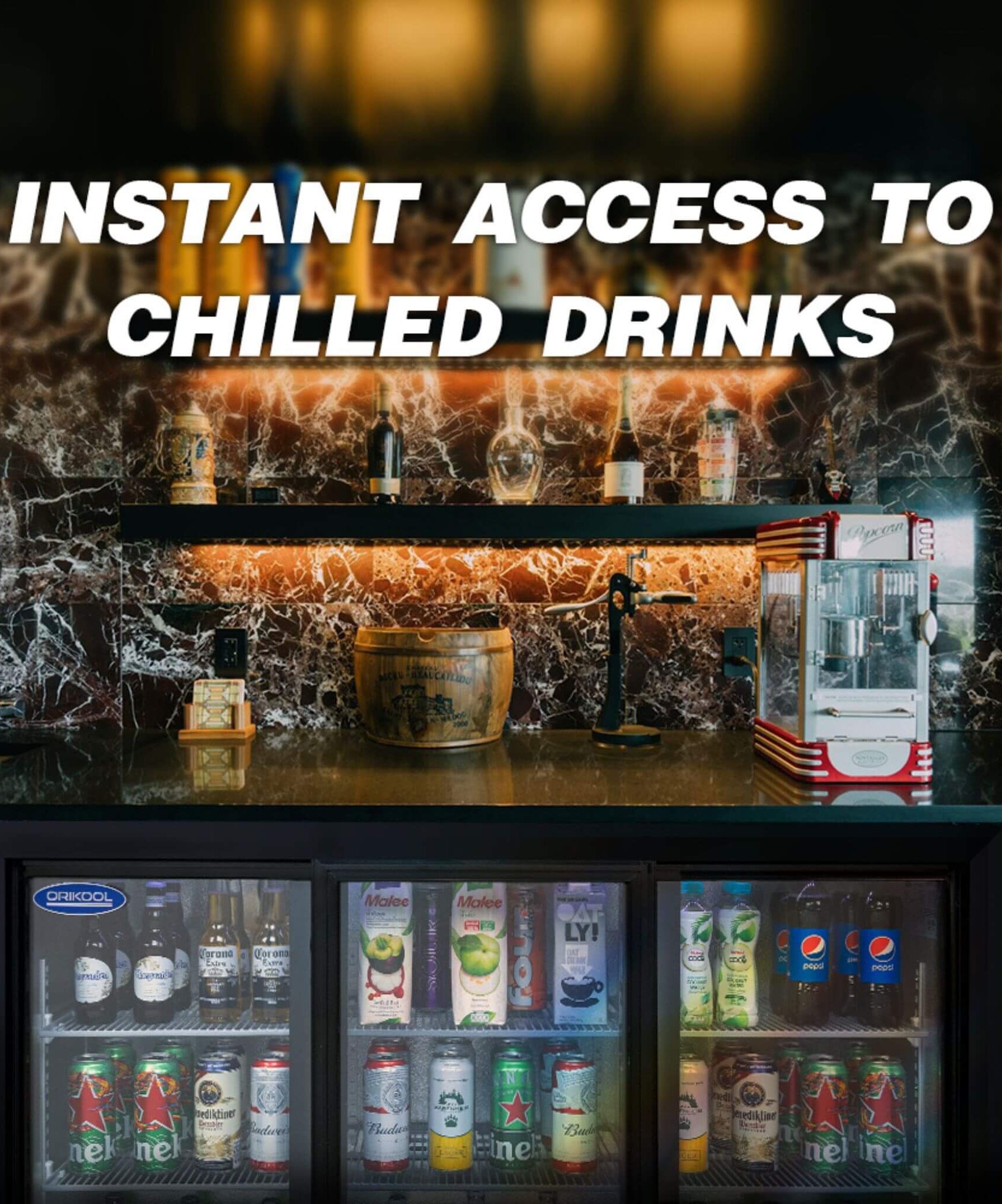 Orikool 53-Inch Energy Efficient Commercial Back Bar Drink Cooler With LED Lighting And 3 Glass Doors (SAK12097)